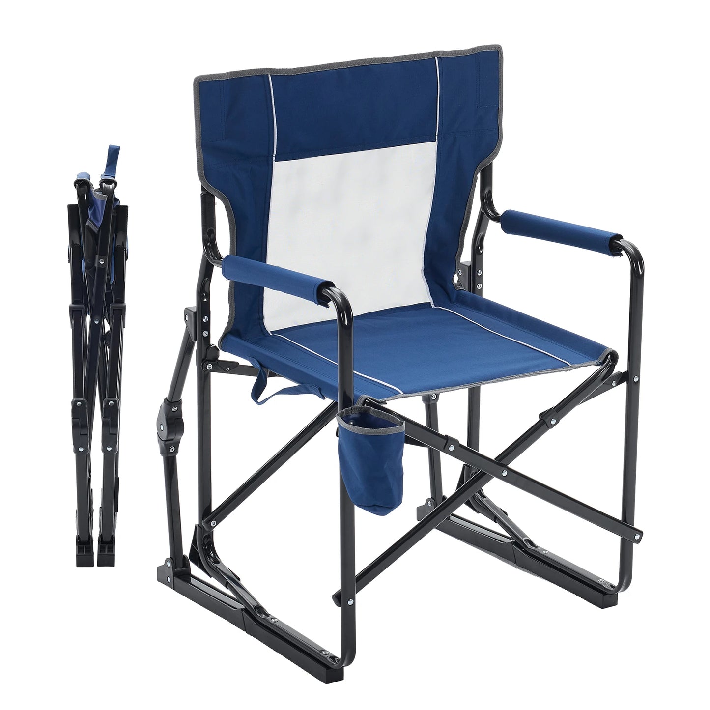 JHK Outdoor Folding Rocking Chair With Mesh Back Portable Patio