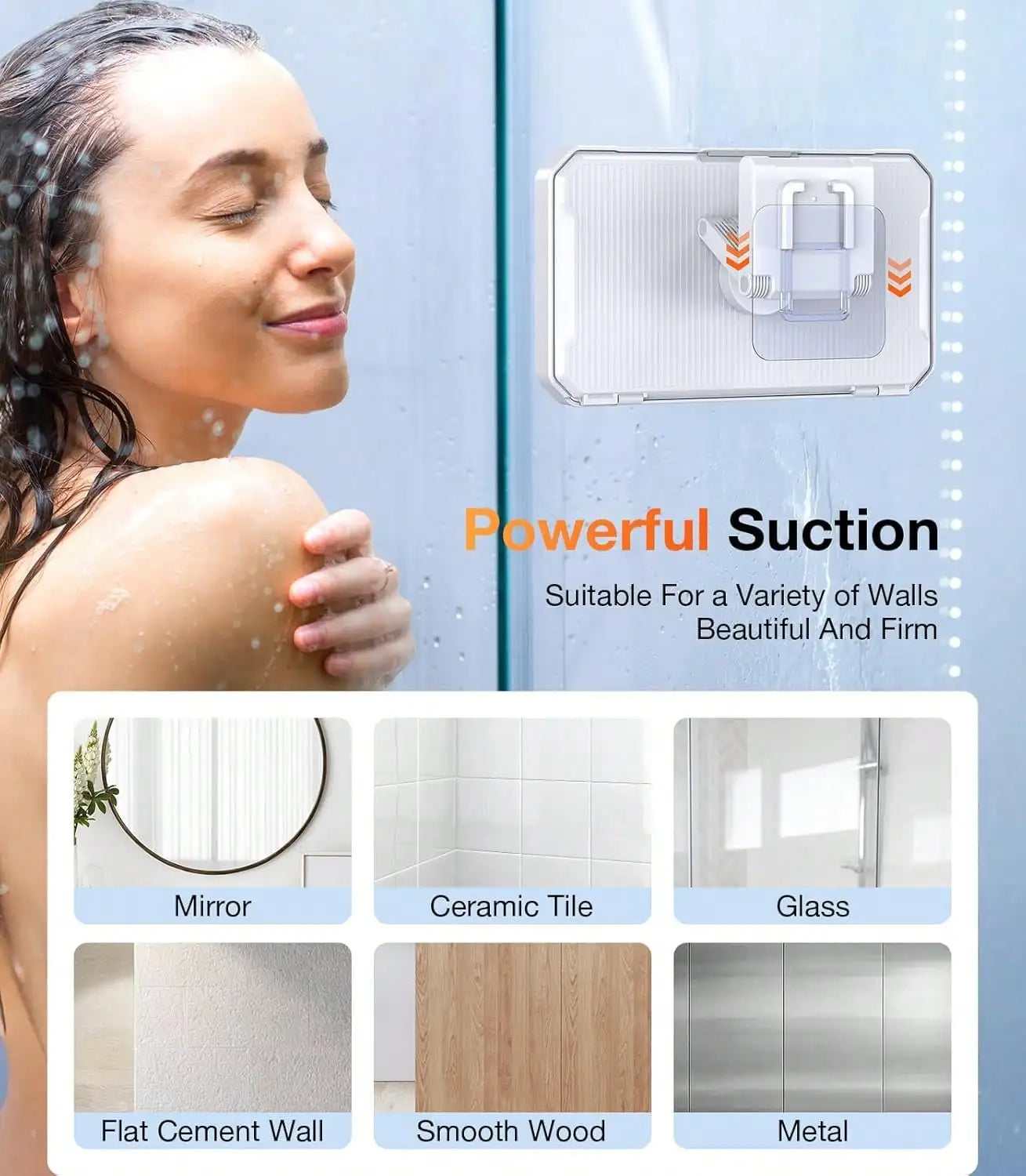 Waterproof Shower Phone Holder With 360 Degree Adjustable Wall Mount