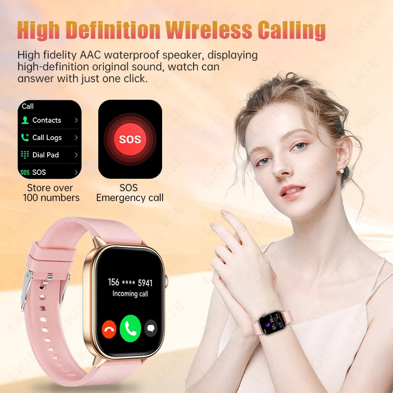 LIGE GPS Smartwatch For Android iOS HeartRate Bluetooth Calling IP68