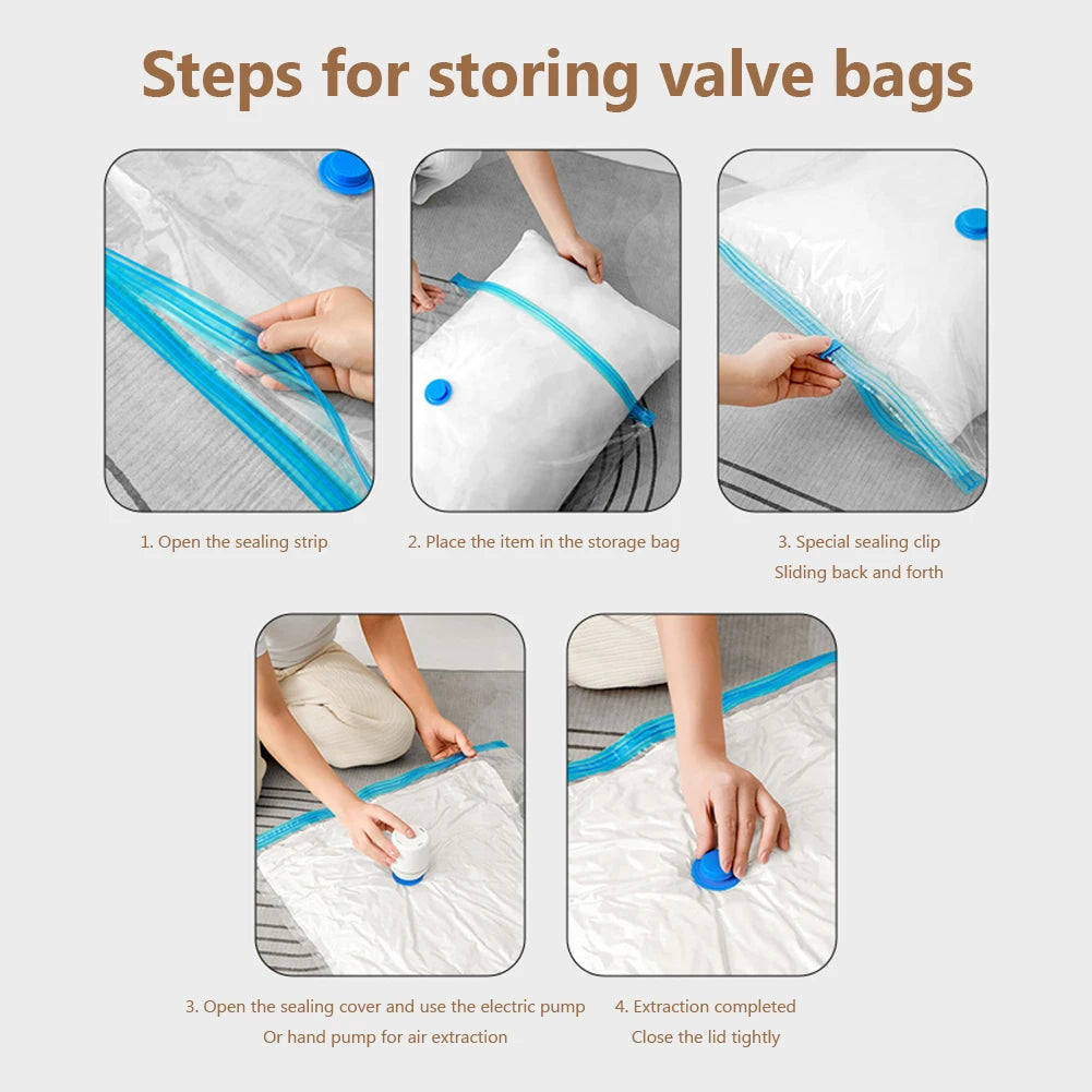 Folding Vacuum Storage Bags For Clothes And Blankets Space Saver