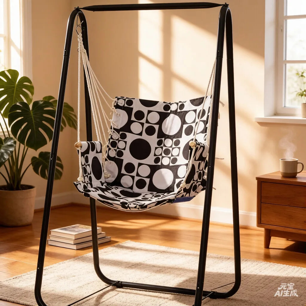 A Shaped Hammock Chair Stand Steel Frame Indoor Outdoor Use
