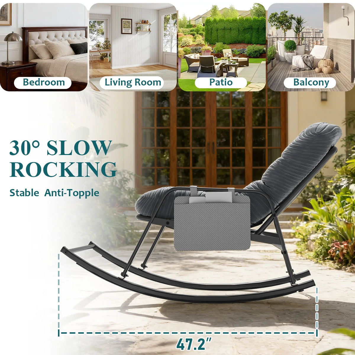 Avenvista Cushioned Outdoor Rocking Chair With Armrests And Footrest