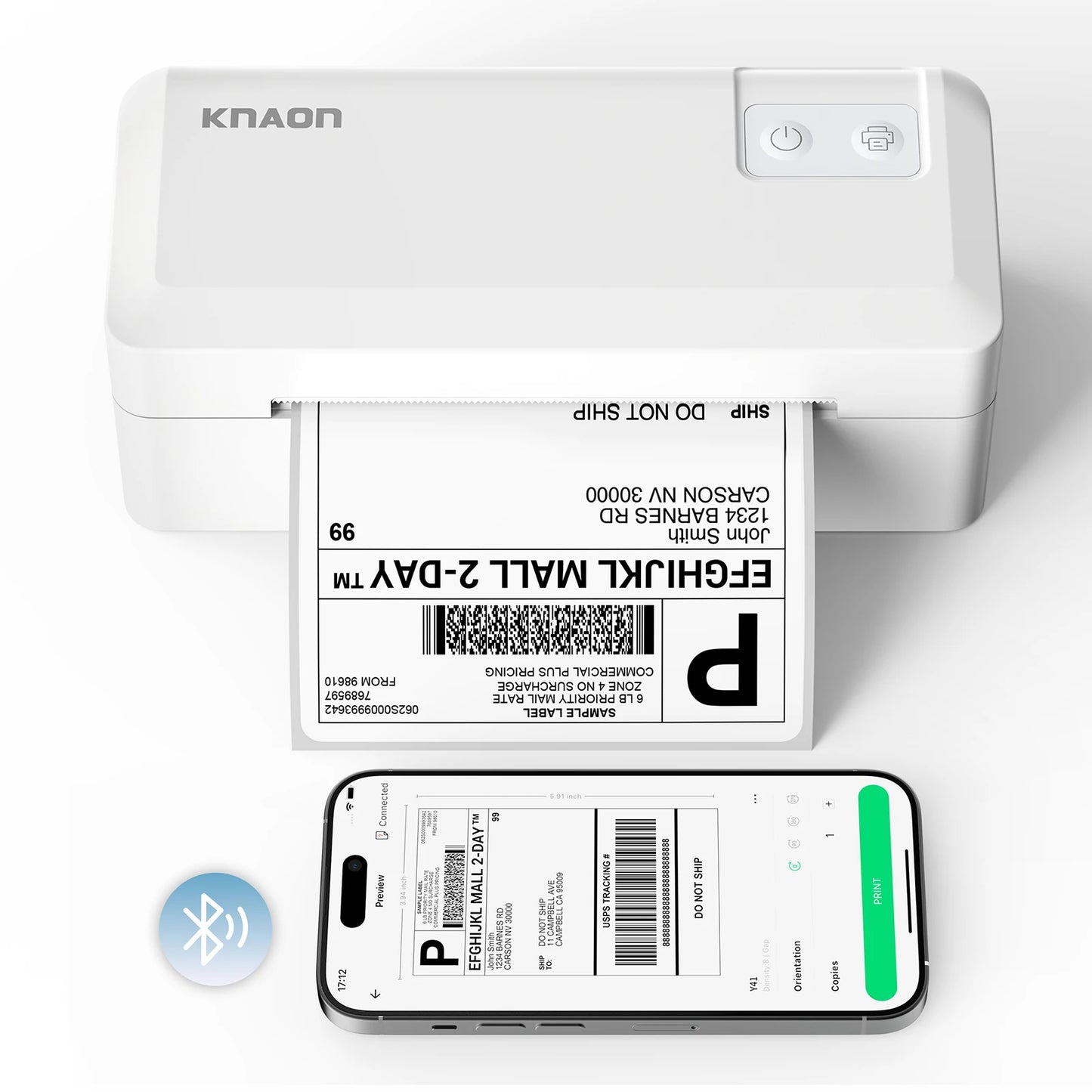 Knaon Thermal Label Printer Bluetooth For iPhone Android Windows Mac