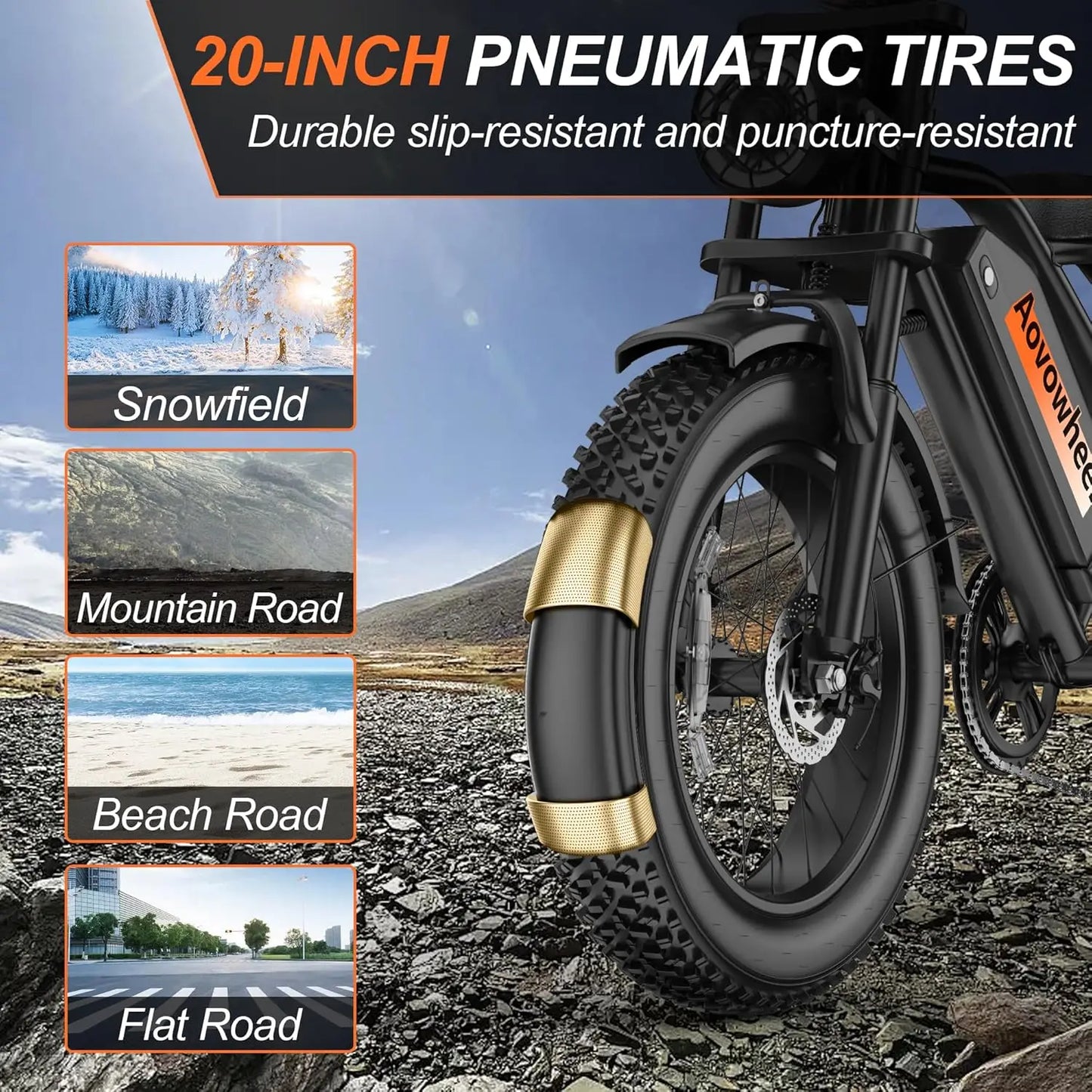 AOVOWHEEL AW2PRO Electric Fat Tire Bike 1500W 31MPH