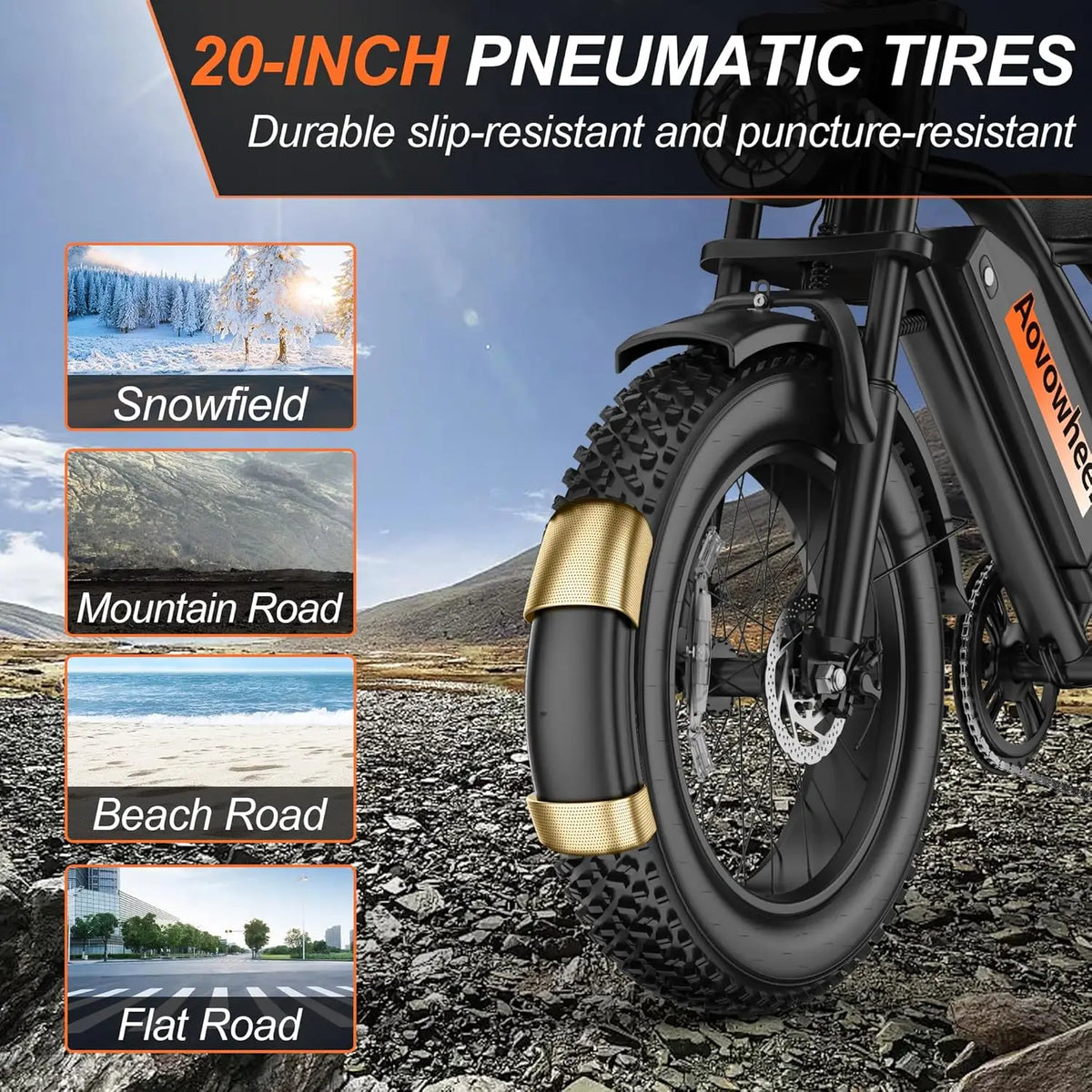 Aovopro 1500W Fat Tire Electric Bike For Outdoor Adventures