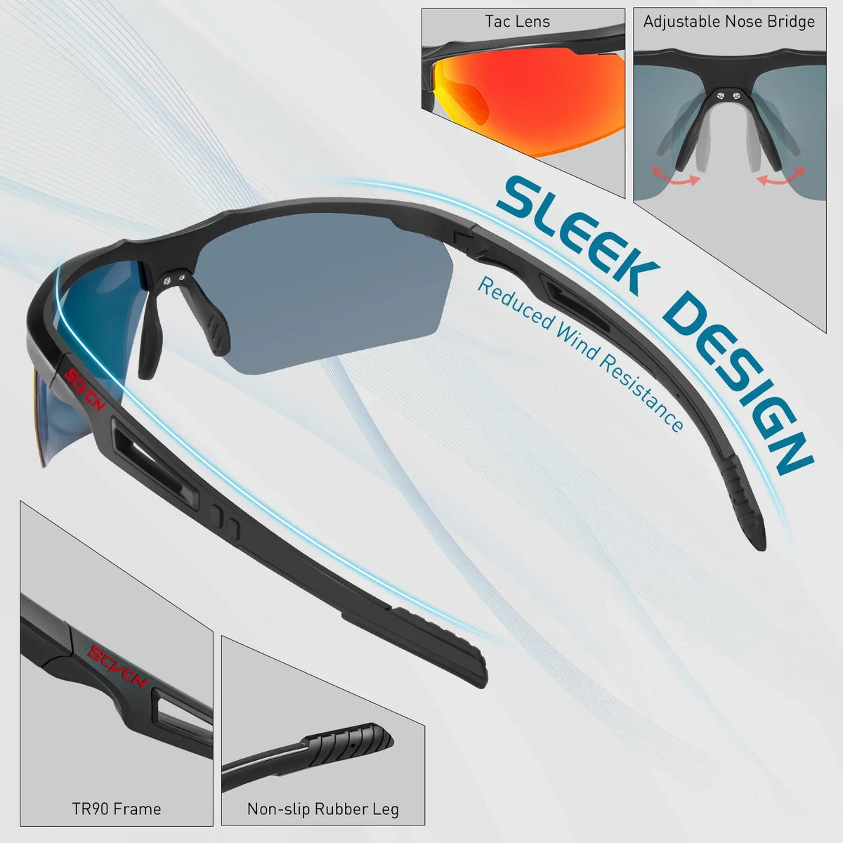 SCVCN Outdoor Polarized Cycling Sunglasses on Sale Polarized Glasses for Men Women UV400 Outdoor Bike Eyewear MTB Sports Glasses Running Bicycle Goggles