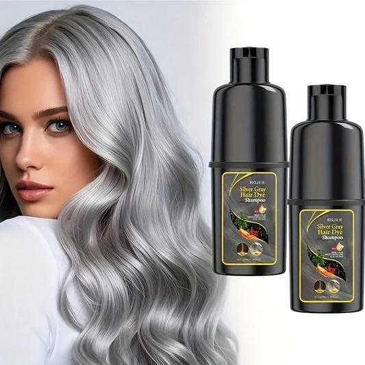EELHOE Hair Dye Shampoo 2pcs Silvery Gray 3 In 1 Moisturizing