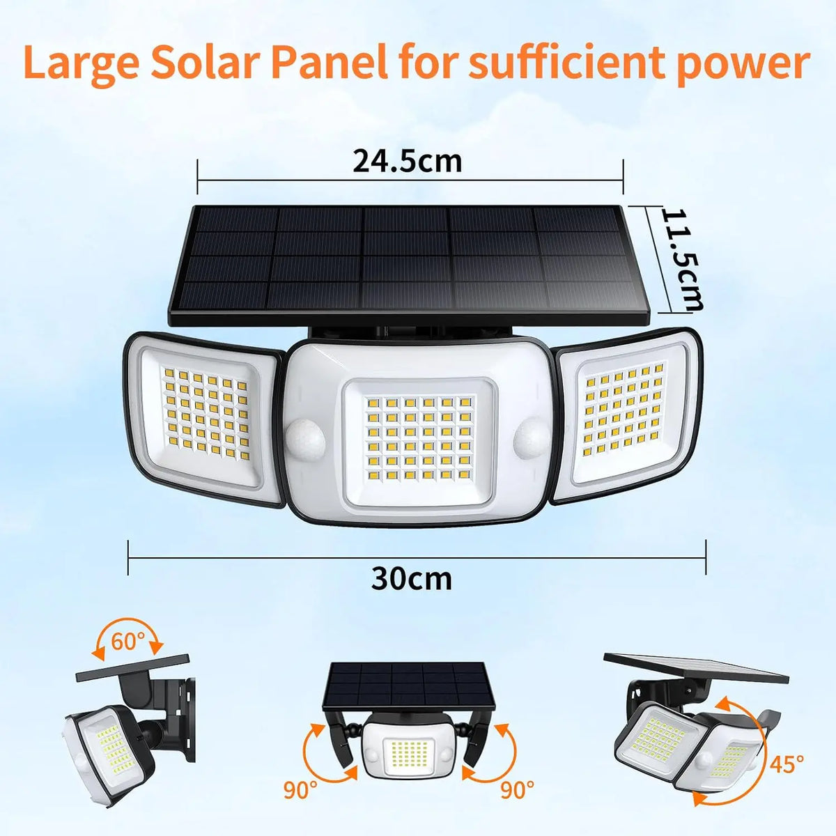 Intelamp Outdoor Solar LED Flood Light With Dual Motion Sensors