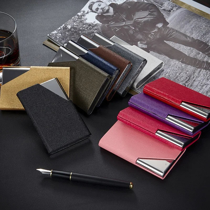 Metal Card Holder With Magnetic Cover Stainless Steel Wallet Case