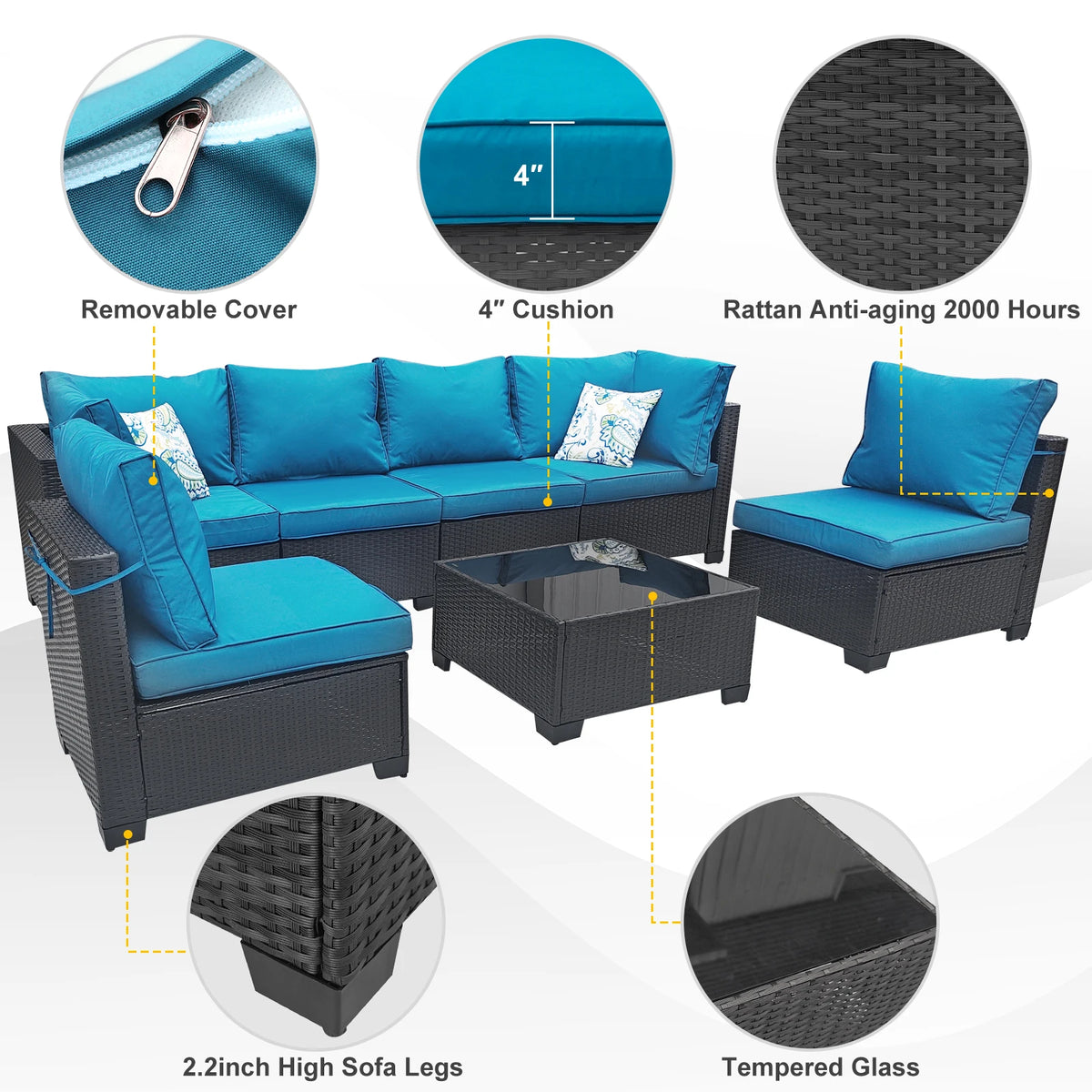 Outdoor Wicker Patio Conversation Furniture Set For Backyard
