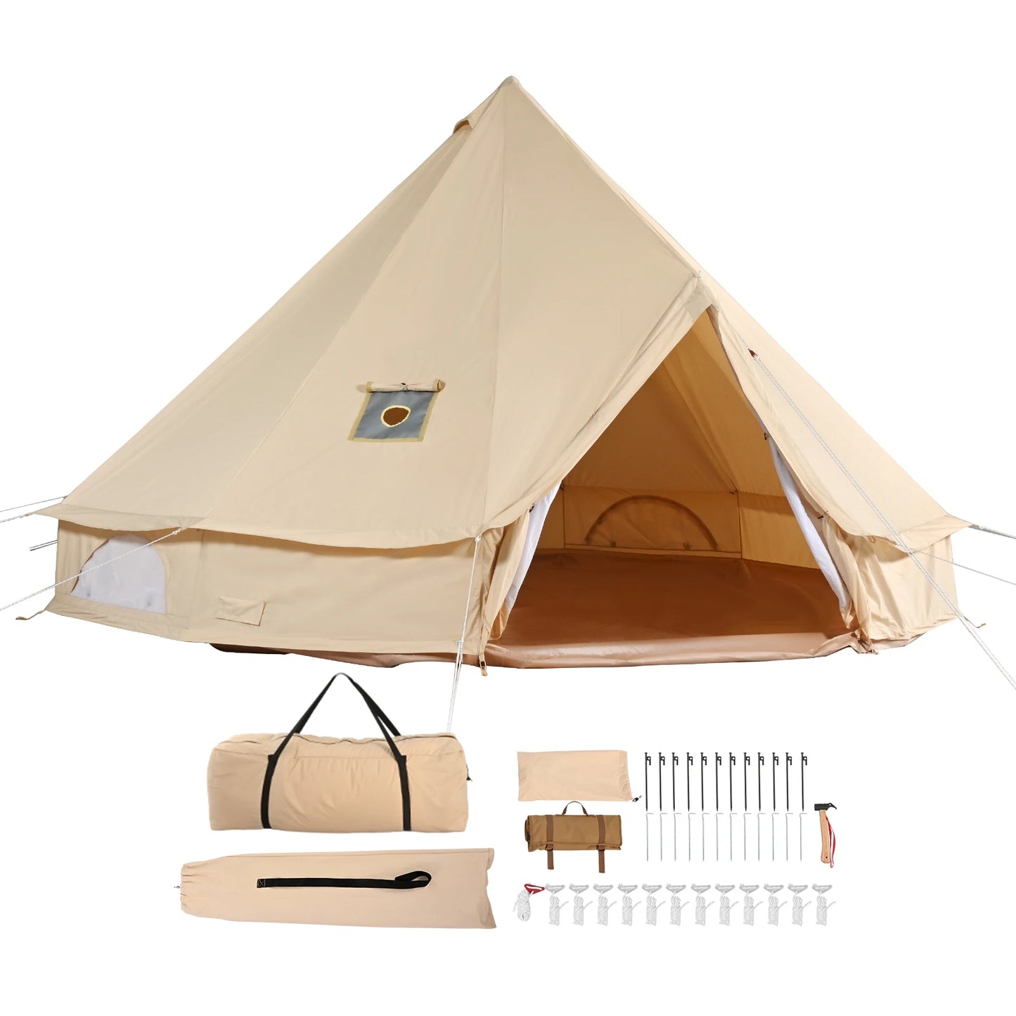 SucceBuy Waterproof Canvas Bell Tent For Outdoor Family Camping