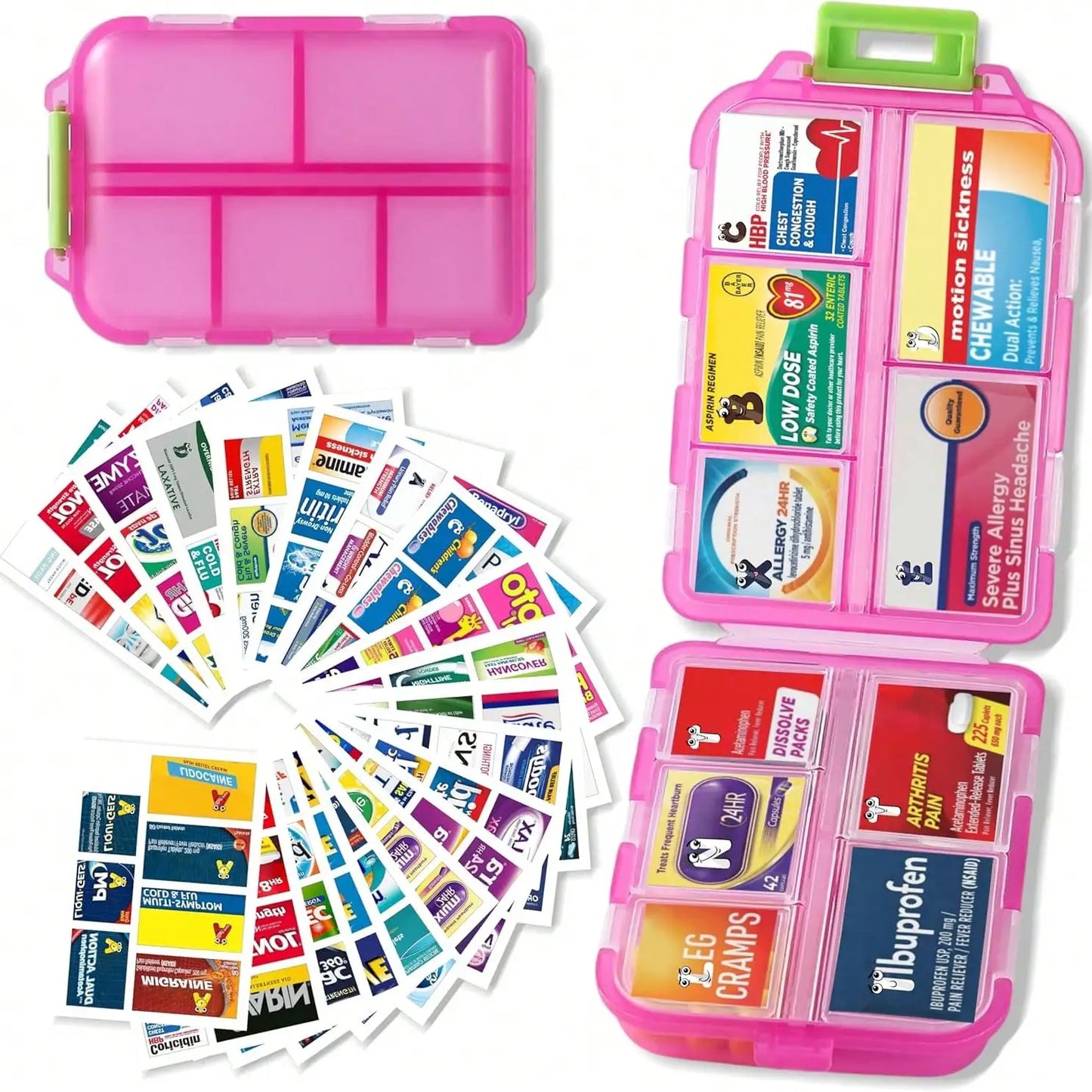 Portable 7 Day Pill Organizer With 161 Medicine Labels