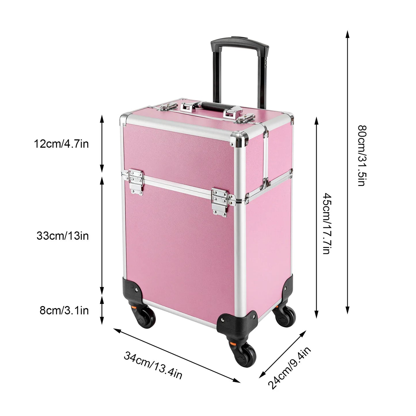 Professional Rolling Makeup Train Case With Wheels And Locks