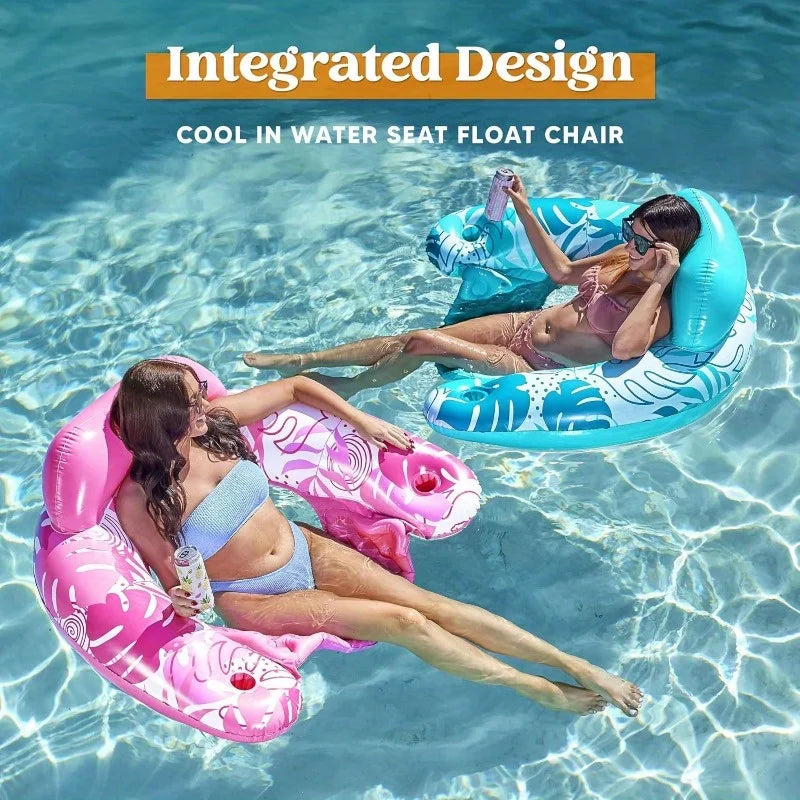 2 Pack Inflatable Pool Chairs Floats Hammock Noodle For Summer Water Fun