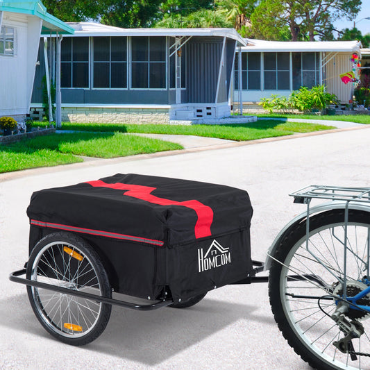 Outsunny Two-Wheel Bicycle Cargo Wagon Trailer With Folding Storage