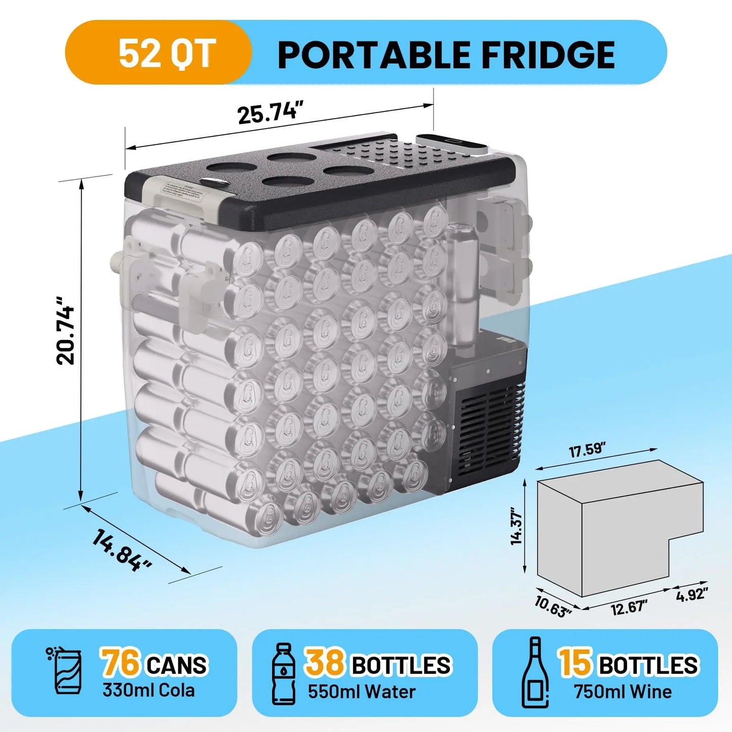 HiMISS 12V Car Refrigerator Portable Fridge Freezer