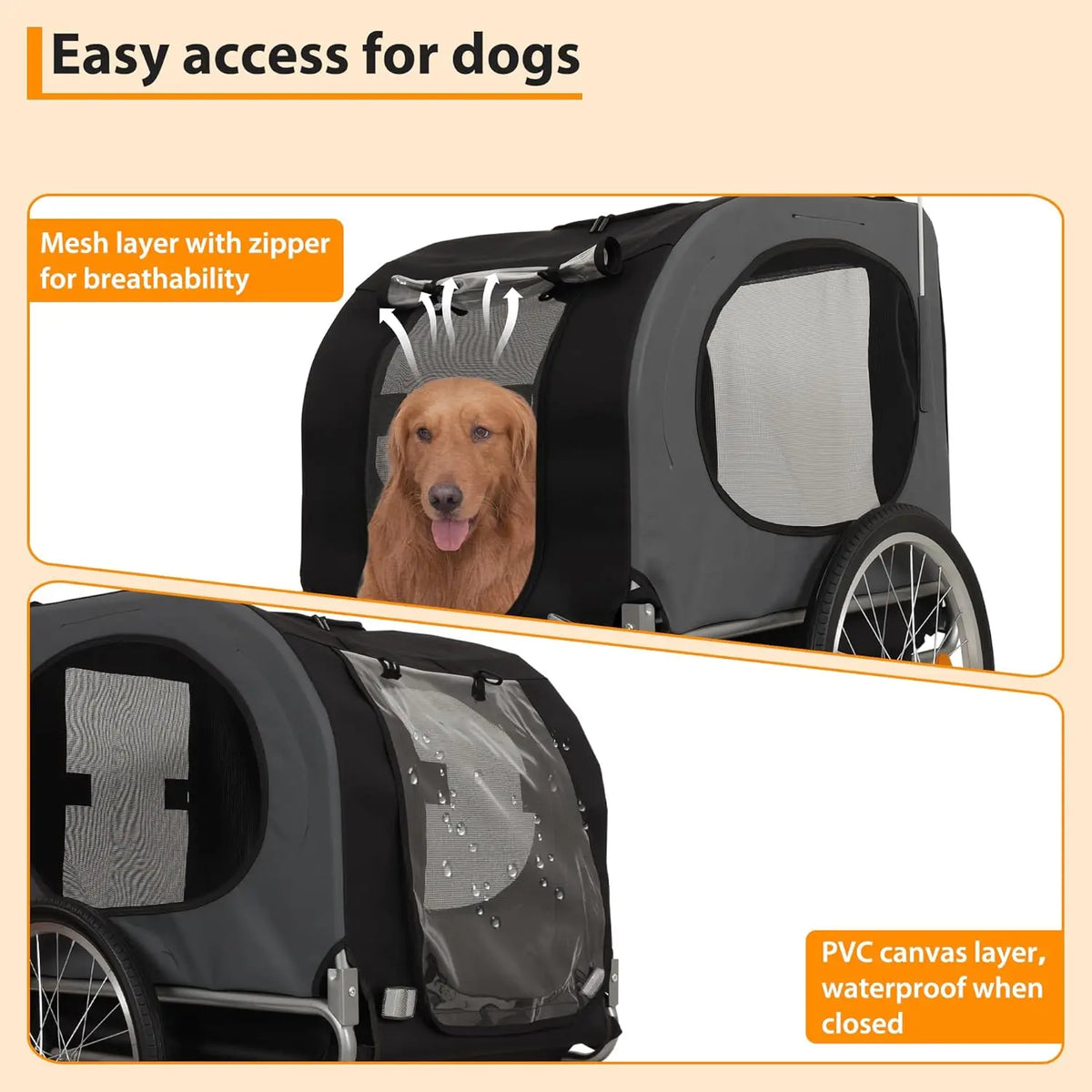 HiMISS Dog Bike Trailer Jogging Stroller Collapsible Ventilated Waterproof