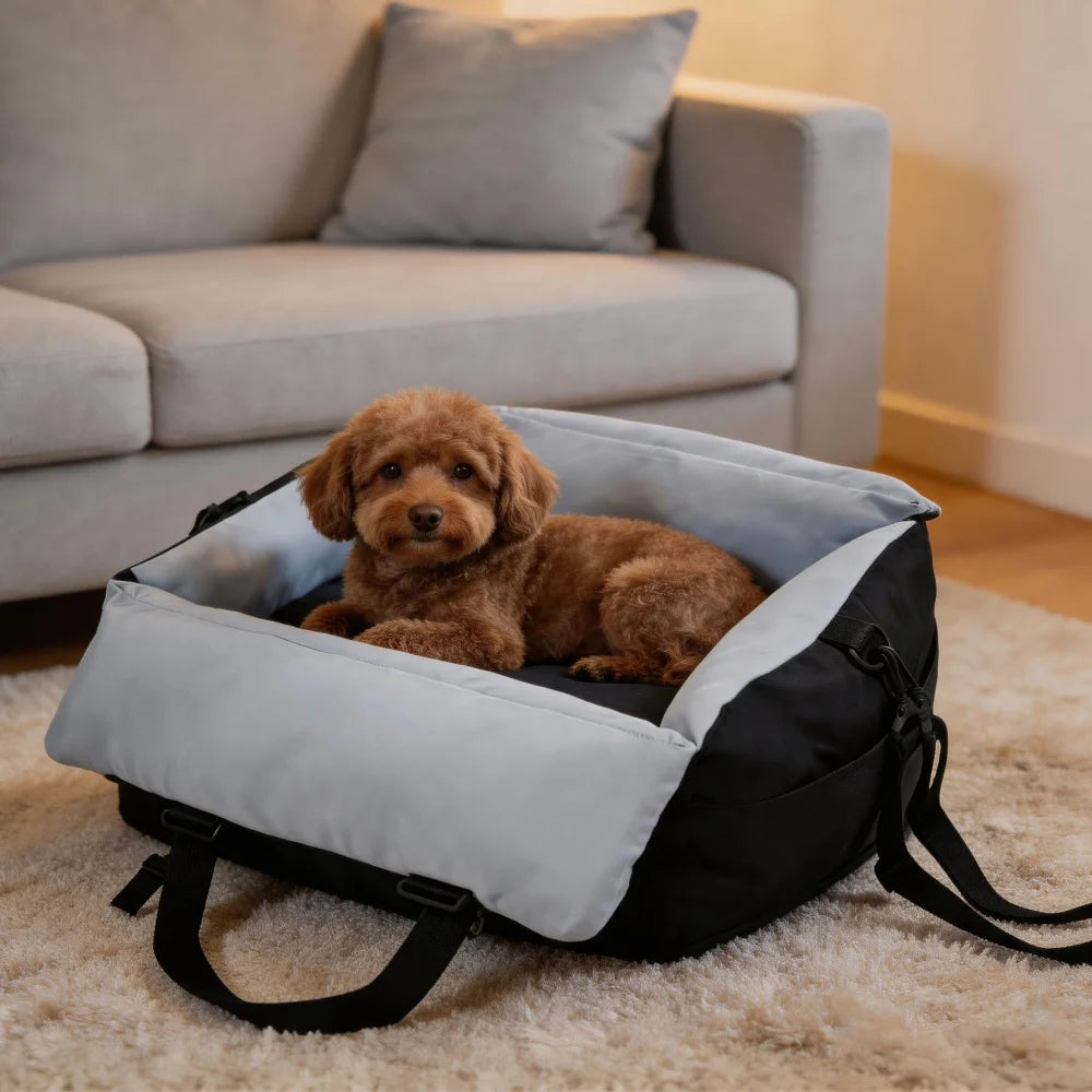 Borwart Portable Dog Car Seat Travel Bed With Safety Belt