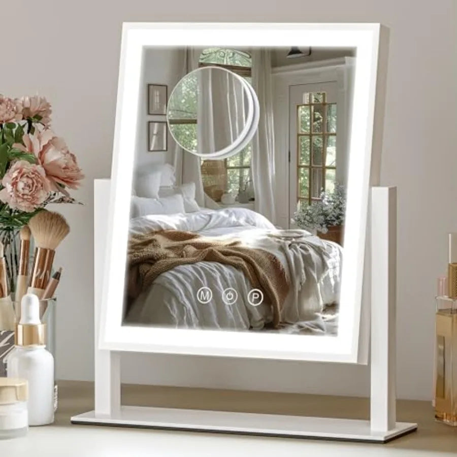 Lighted Makeup Vanity Mirror With Dimmable Touch Controls And Rotation