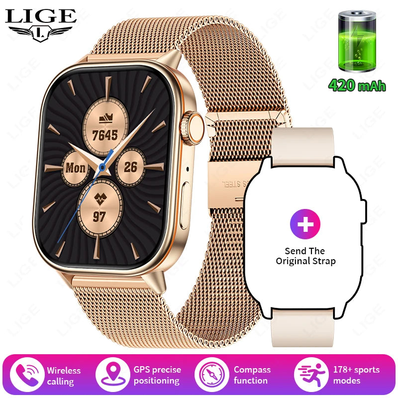 LIGE GPS Smartwatch For Android iOS HeartRate Bluetooth Calling IP68