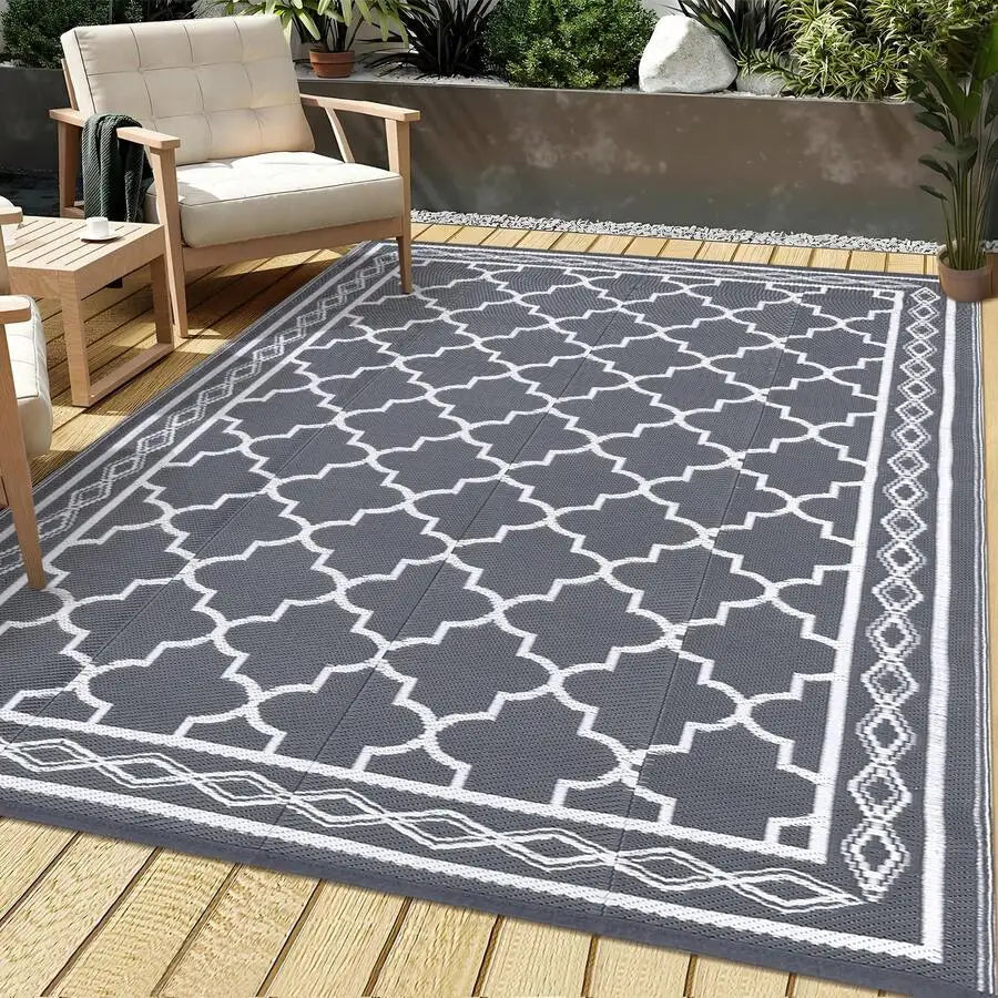 Geometric Outdoor Rug Waterproof Patio Mat For Balcony RV Beach