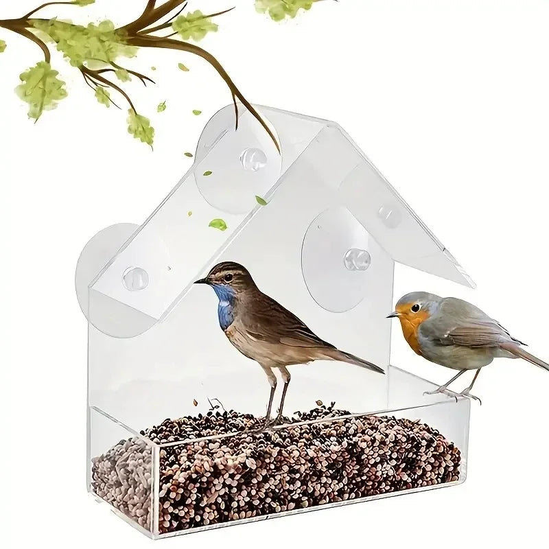 Acrylic Hanging Bird Feeder With Clear Viewing Window For Garden