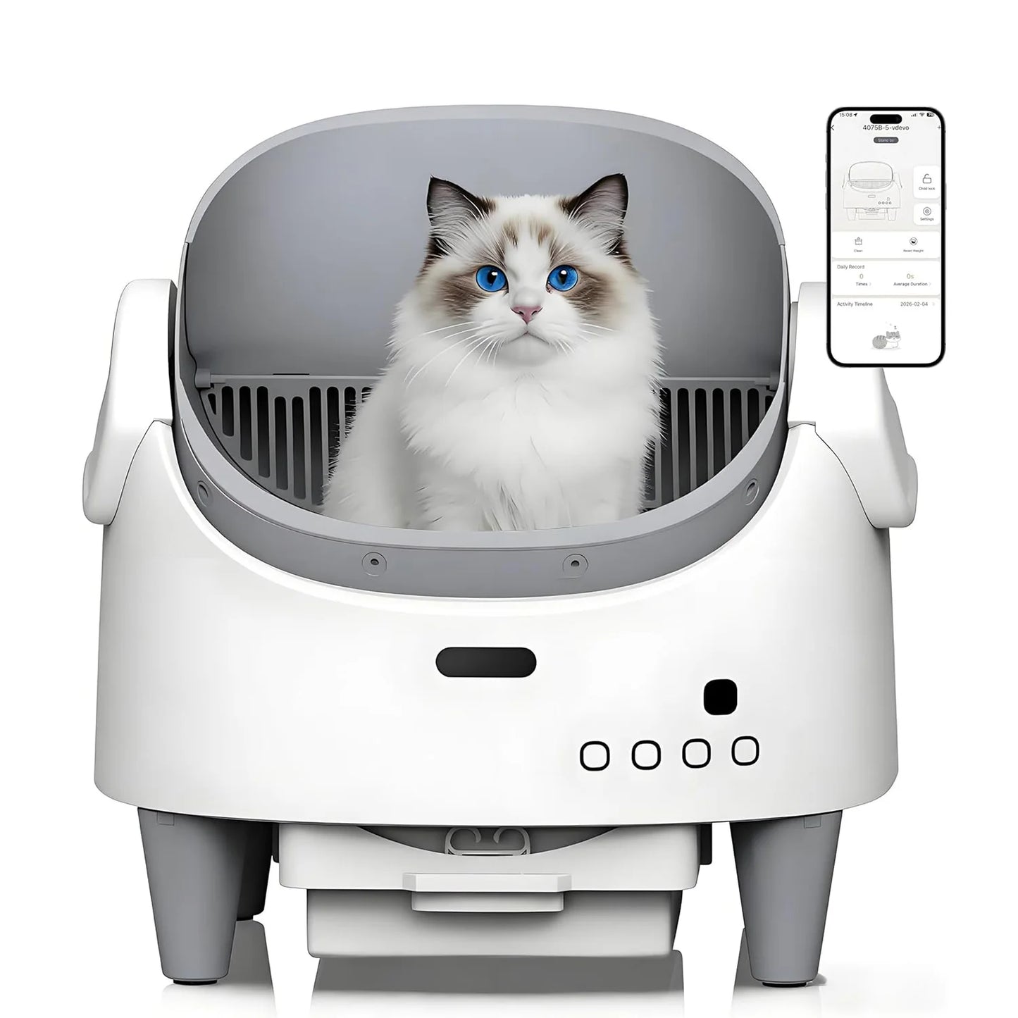 HiMISS 8L Smart Open Automatic Self-Cleaning Cat Litter Box With WiFi App