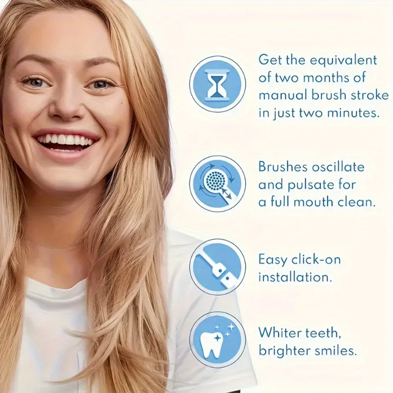 Electric Toothbrush Rotary Cleaning With Timer USB Rechargeable 10 Heads