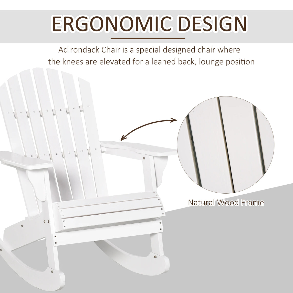 Outsunny Outdoor Fir Wood Rocking Chair With Rustic Design