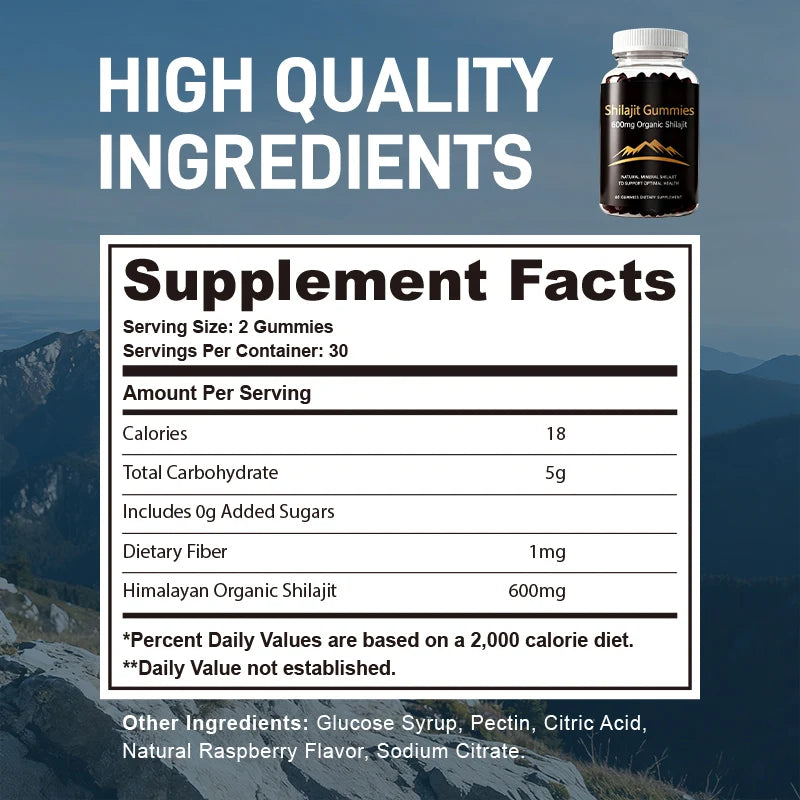 Vanayt Organic Himalayan Shilajit Gummies 600mg Mineral Supplement