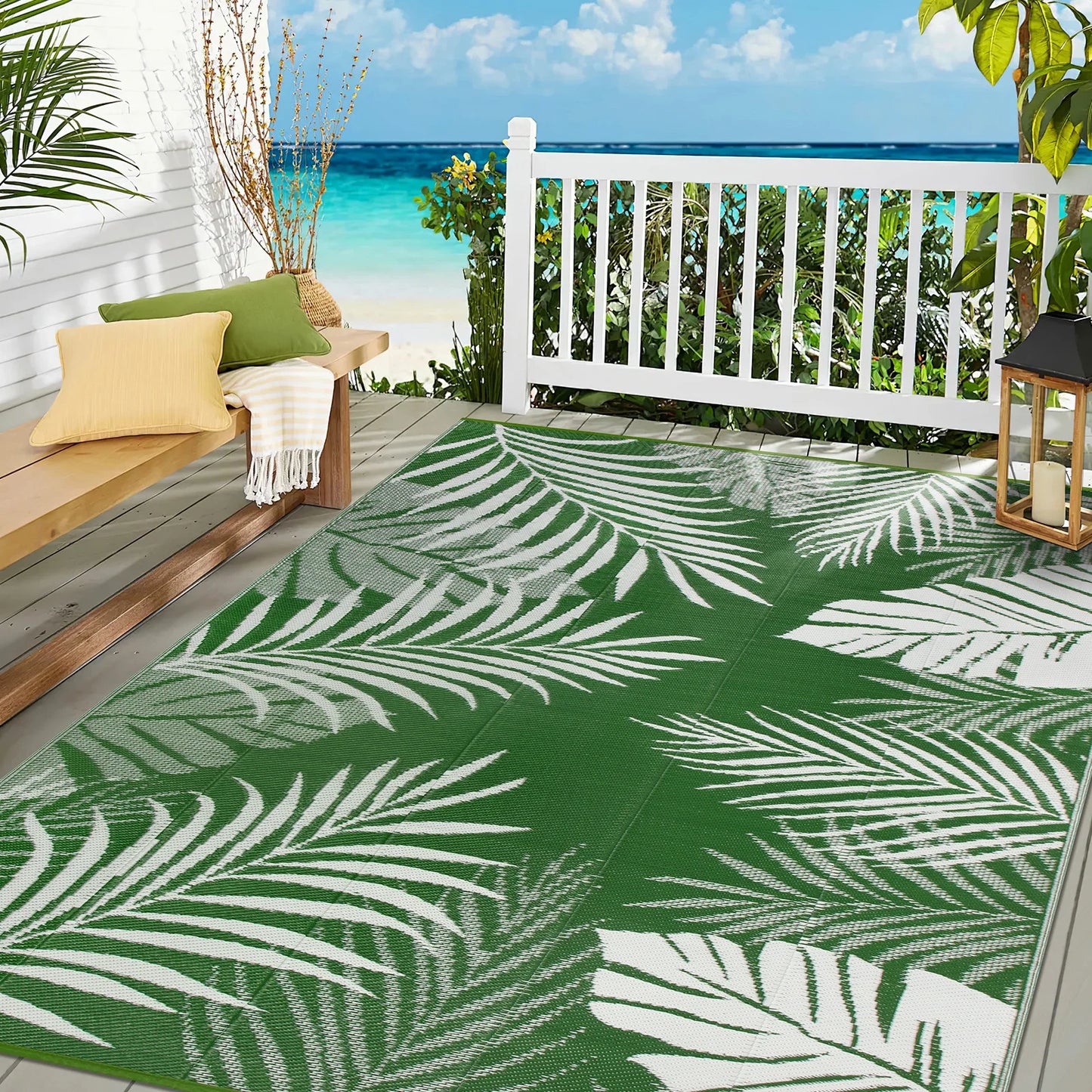 Outdoor Waterproof Rug Recycled Plastic Straw Patio
