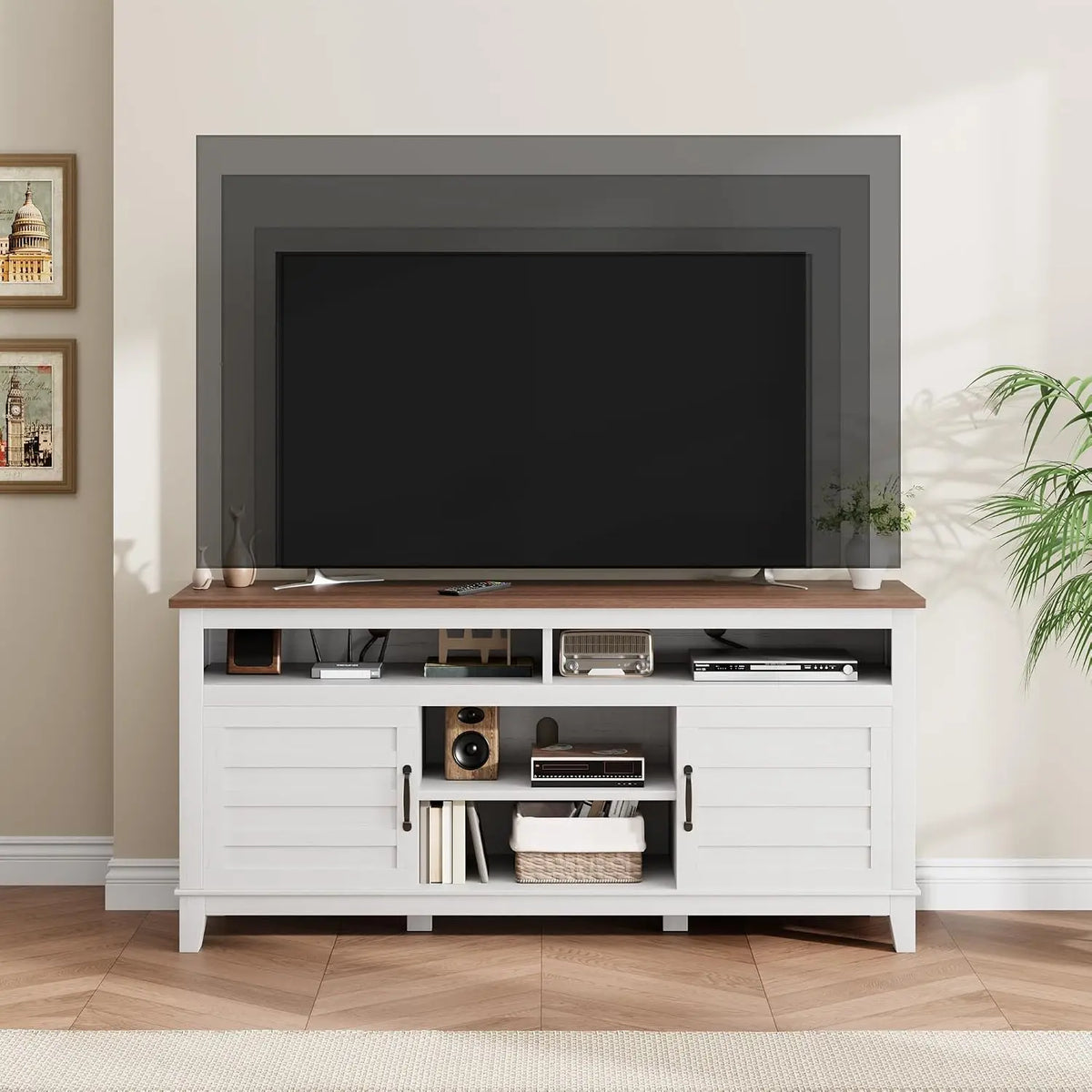 Garvee Tv Cabinet for 65Inch Living Room Tv Stand Wooden Furniture Home with Storage Cabinets sturdy Wood Construction, Fits Living Room Bedroom, Easy Assembly,Versatile Media Console