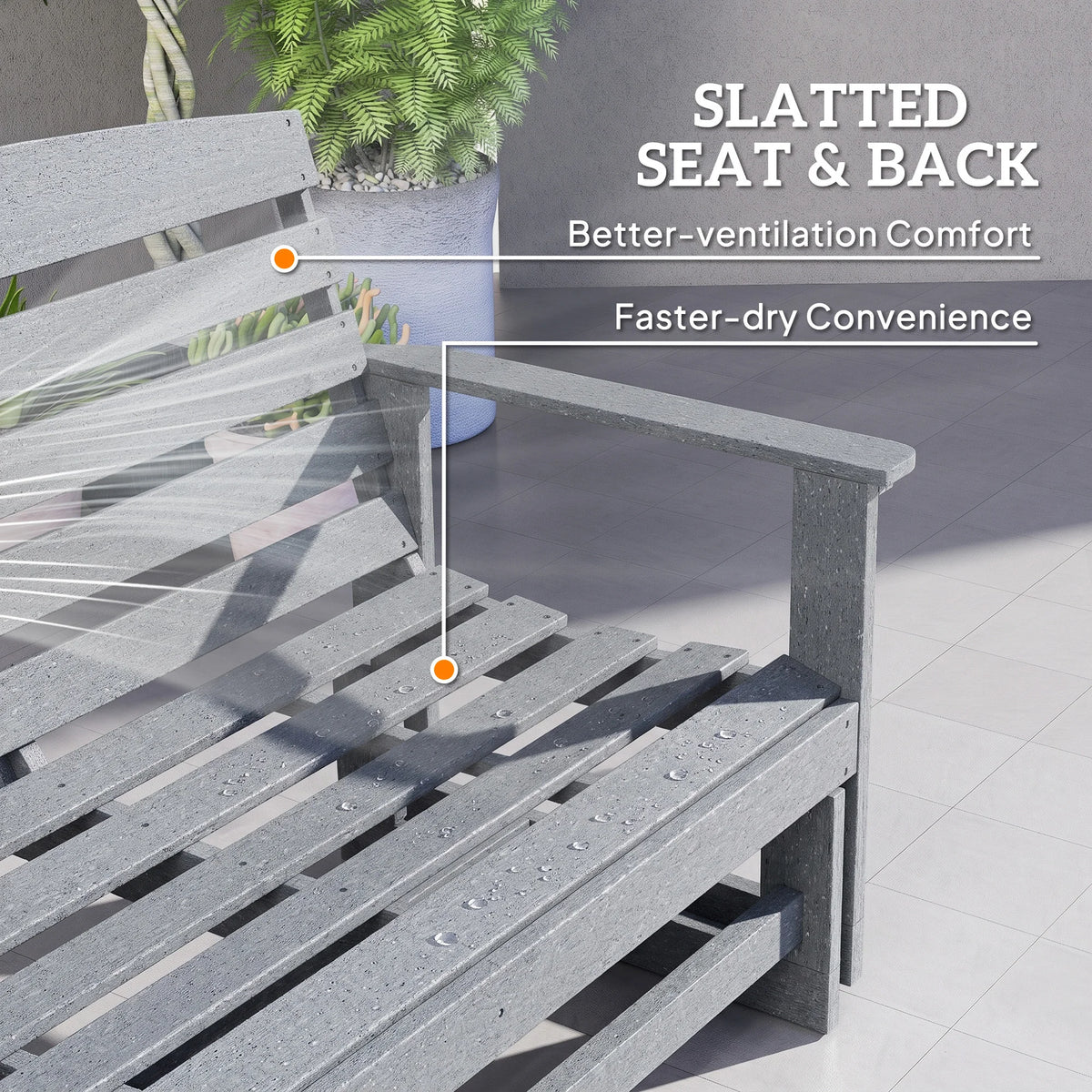 Patio Glider Bench W/ Hdpe Slatted Design Double Rocking Chair