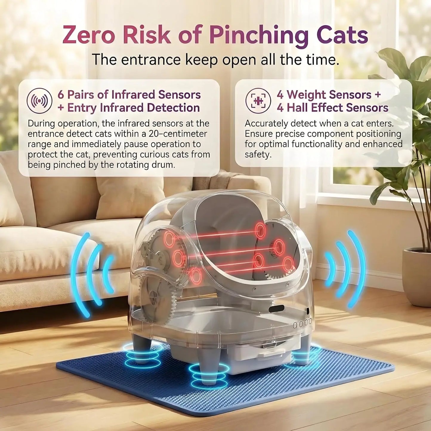 HiMISS 8L Smart Open Automatic Self-Cleaning Cat Litter Box With WiFi App