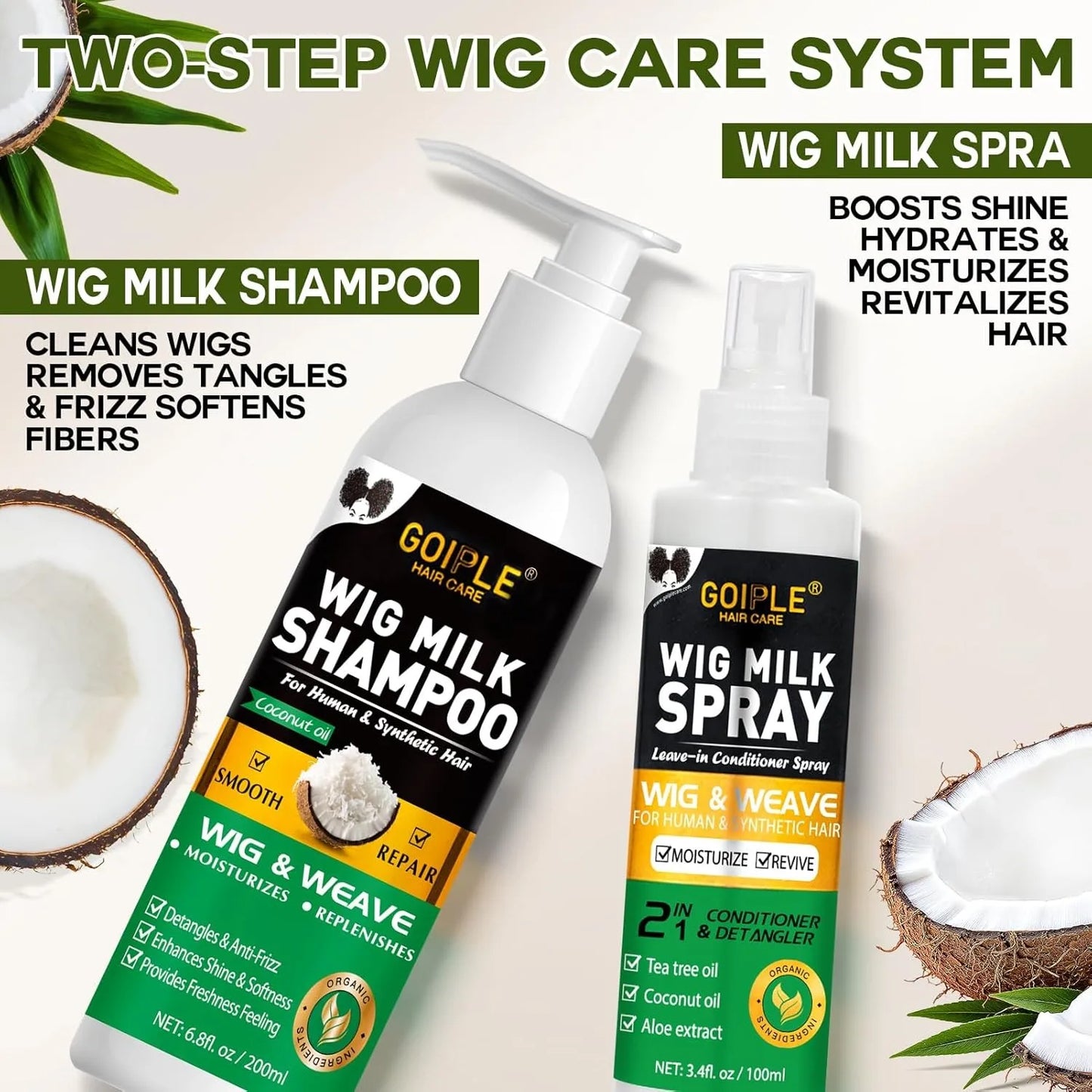Wig Milk Spray And Shampoo Care Solution For Synthetic Wigs