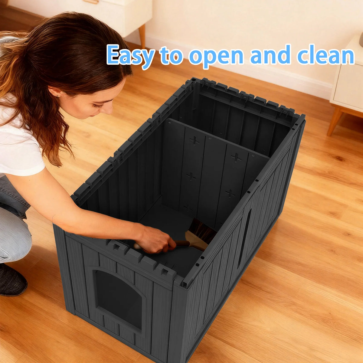 Hidden Resin Cat House With Double Doors And Lounge Top