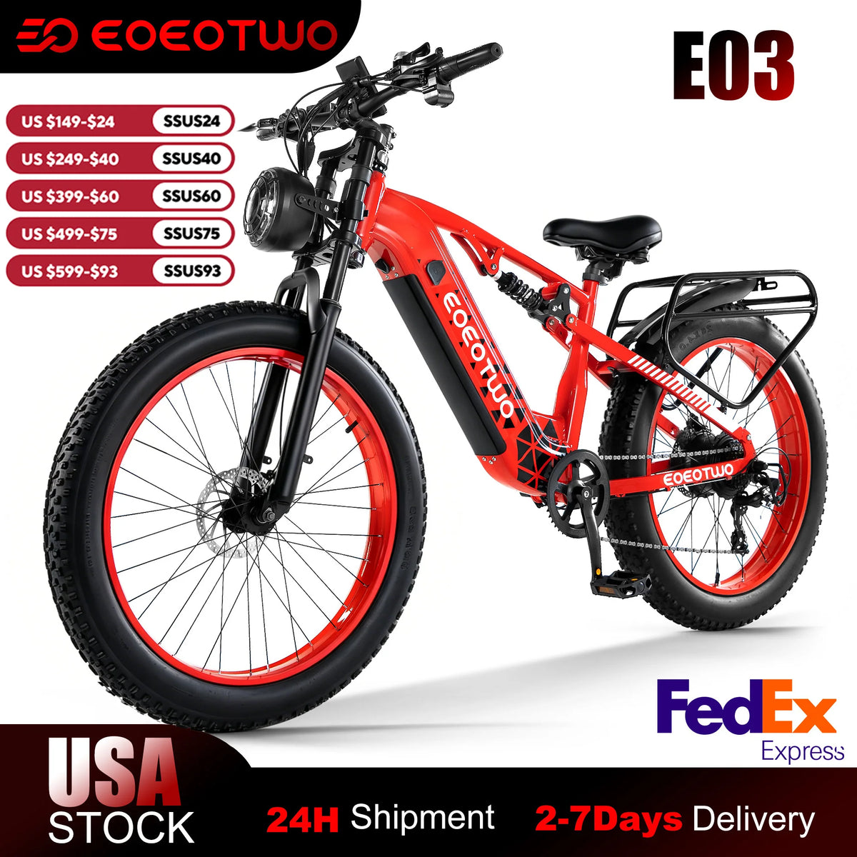 EOEOTWO 1500W Peak Electric Fat Tire Ebike For Adult Riders
