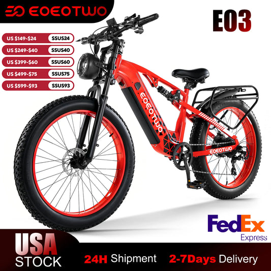 EOEOTWO 1500W Peak Electric Fat Tire Ebike For Adult Riders