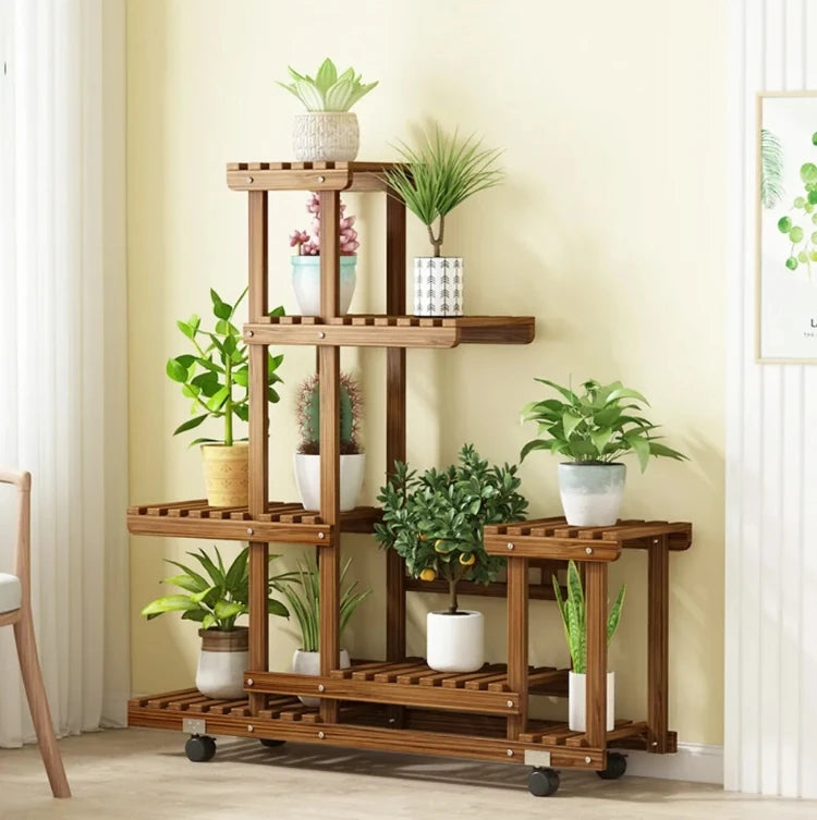 Six Tier Wooden Plant Stand Display Rack For Home Garden