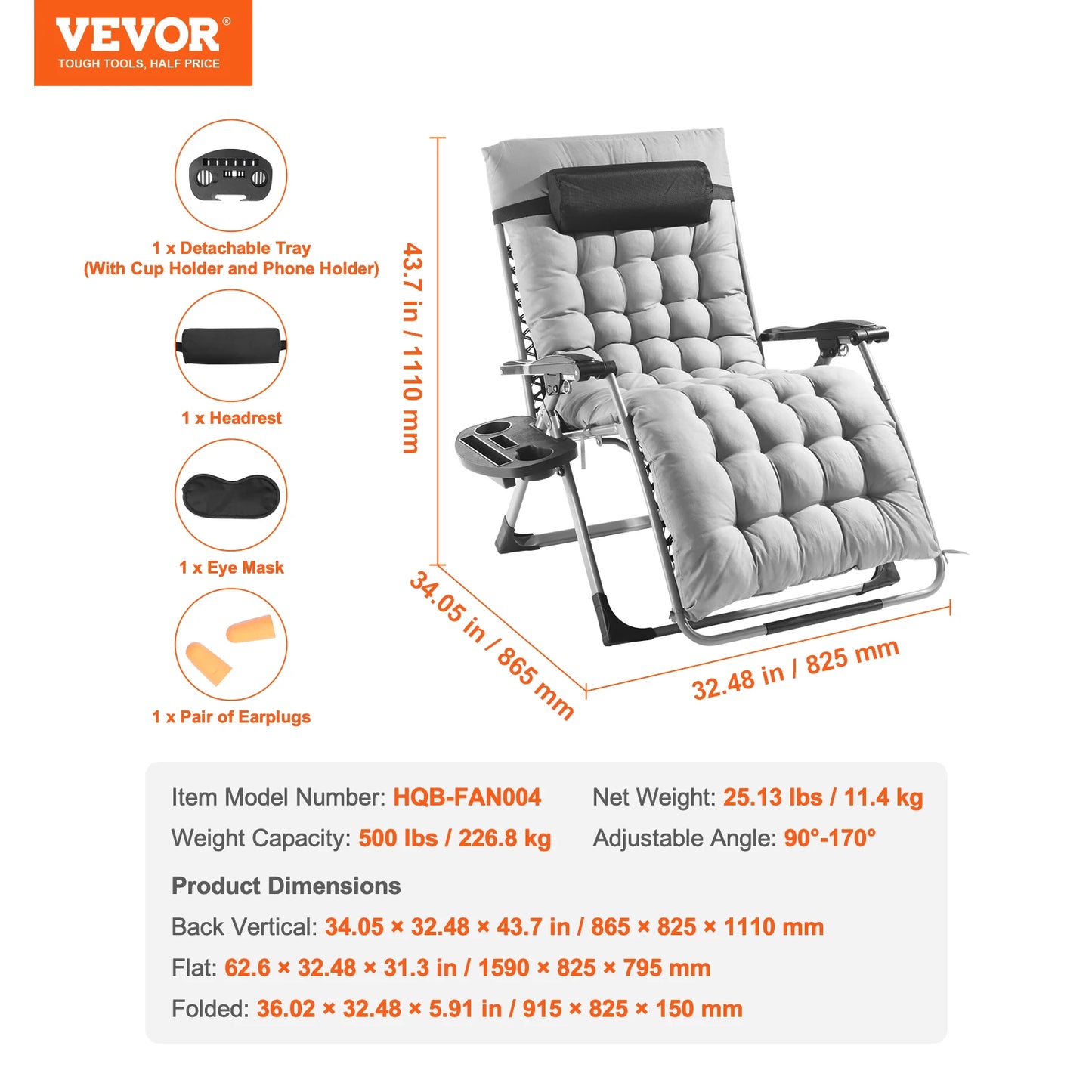 SucceBuy Zero Gravity Chair Outdoor Recliner With Cupholder