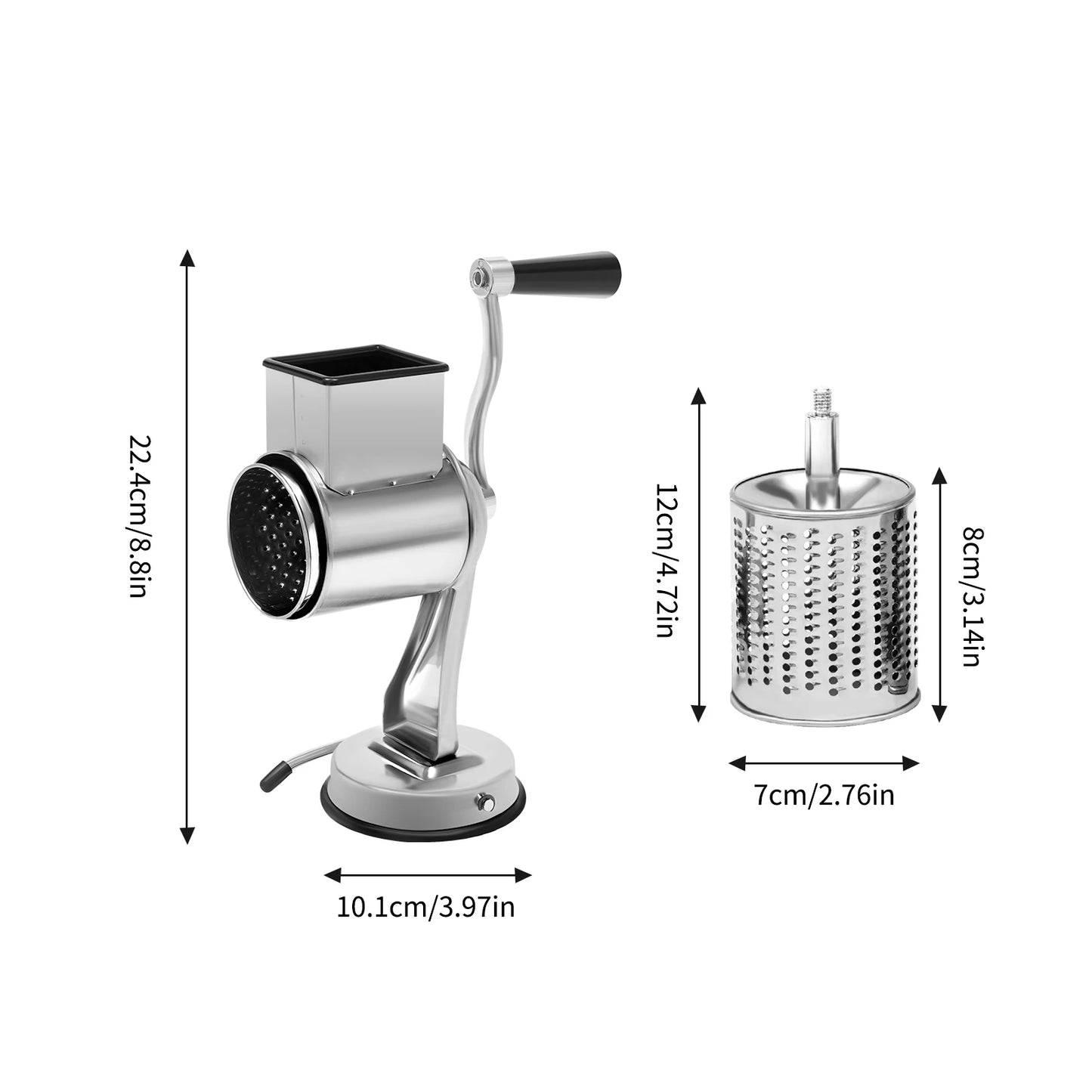 Rotary Grater With Five Stainless Steel Blades Manual Grinder