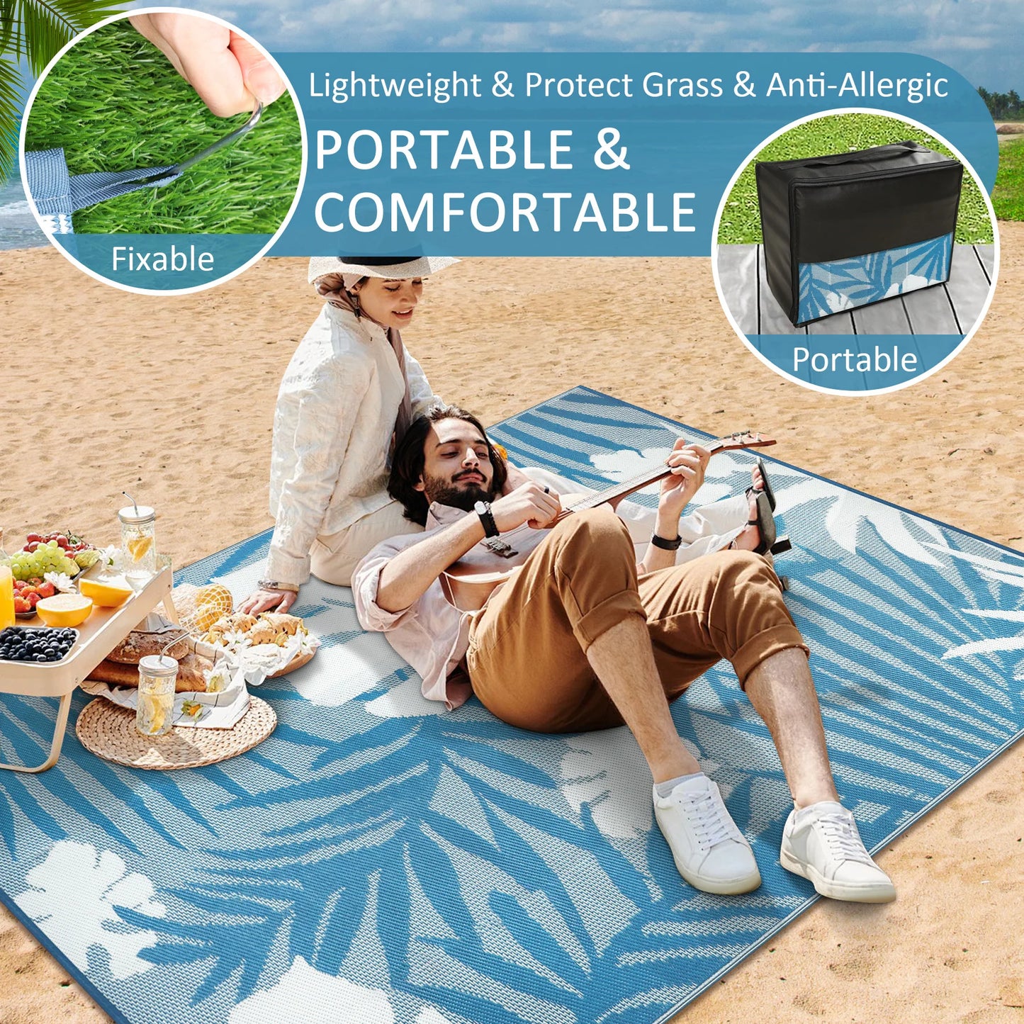Outdoor Waterproof Polypropylene Rug Recycled Plastic For Patio Deck