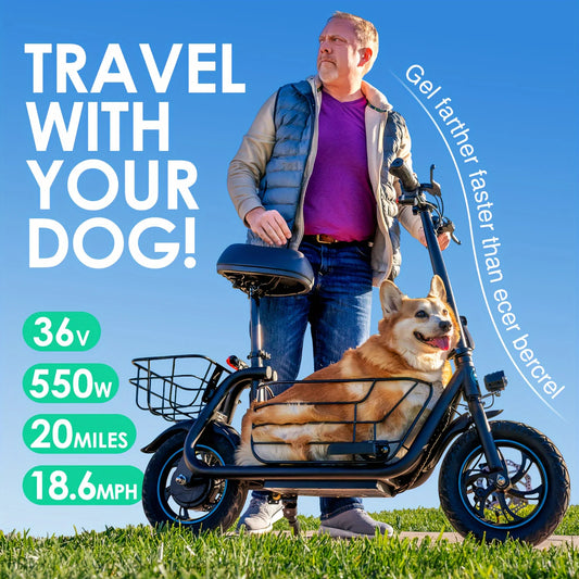 Gyroor Electric Scooter with Basket for Pet, 3 Riding Modes Foldable Electric Scooter for Adults - up to 20 Miles 18.6MPH