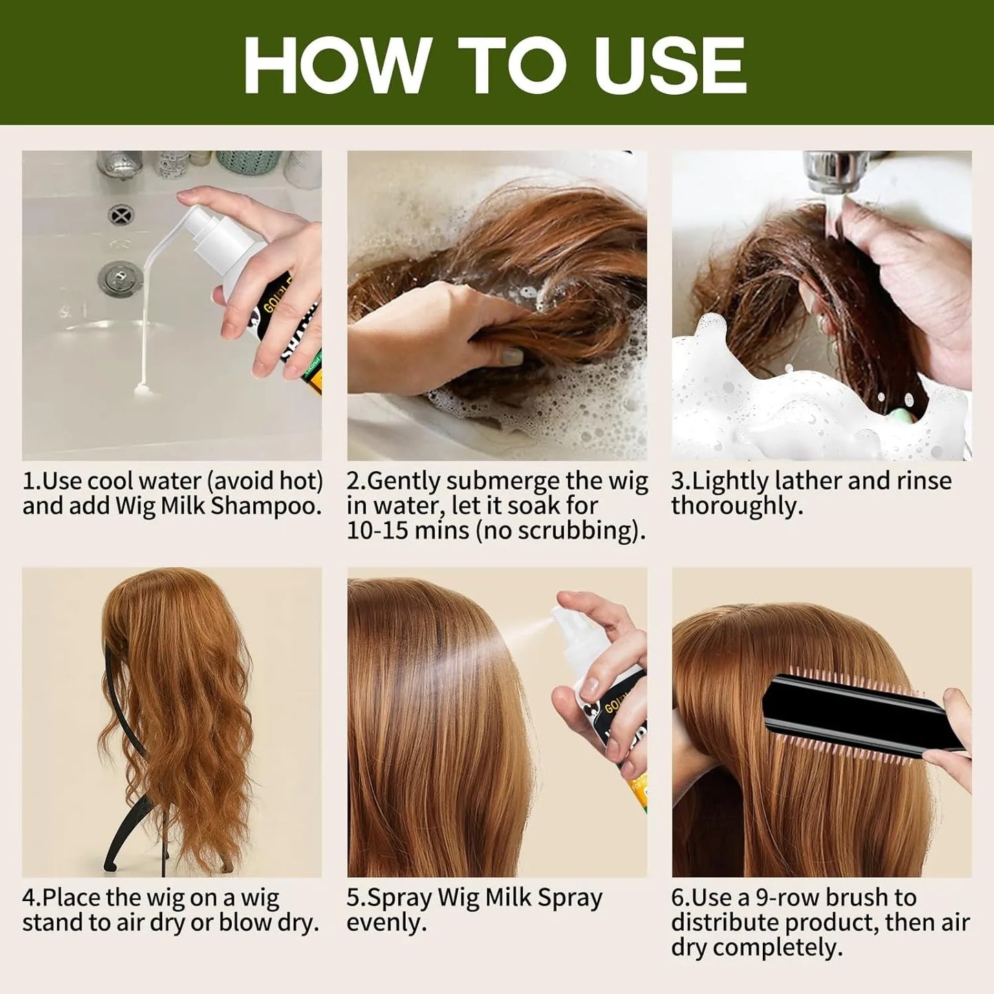 Wig Milk Spray And Shampoo Care Solution For Synthetic Wigs