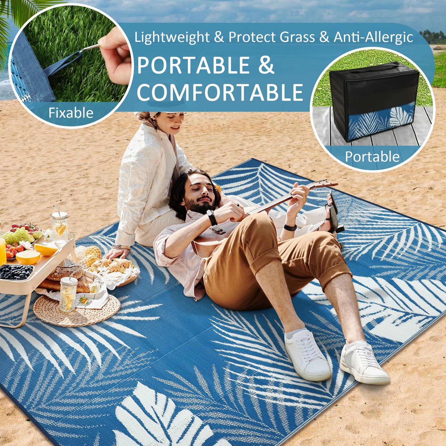 Outdoor Waterproof Rug Recycled Plastic Straw Patio