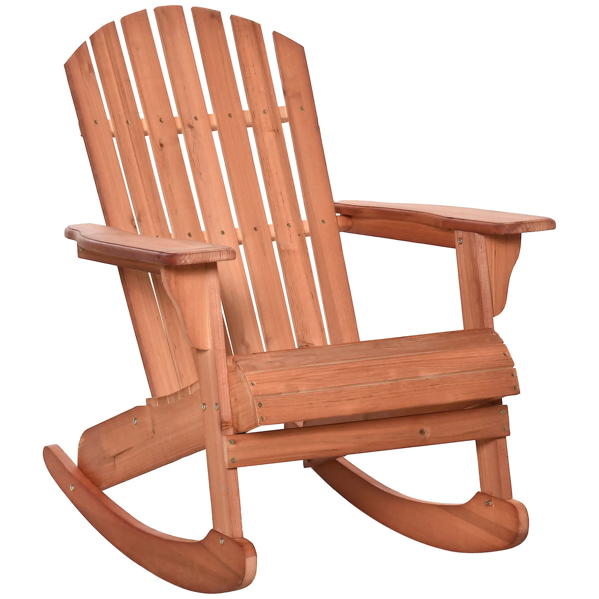 Outdoor Fir Large Back Rocking Chair with Classic Rustic Style & Design, Teak