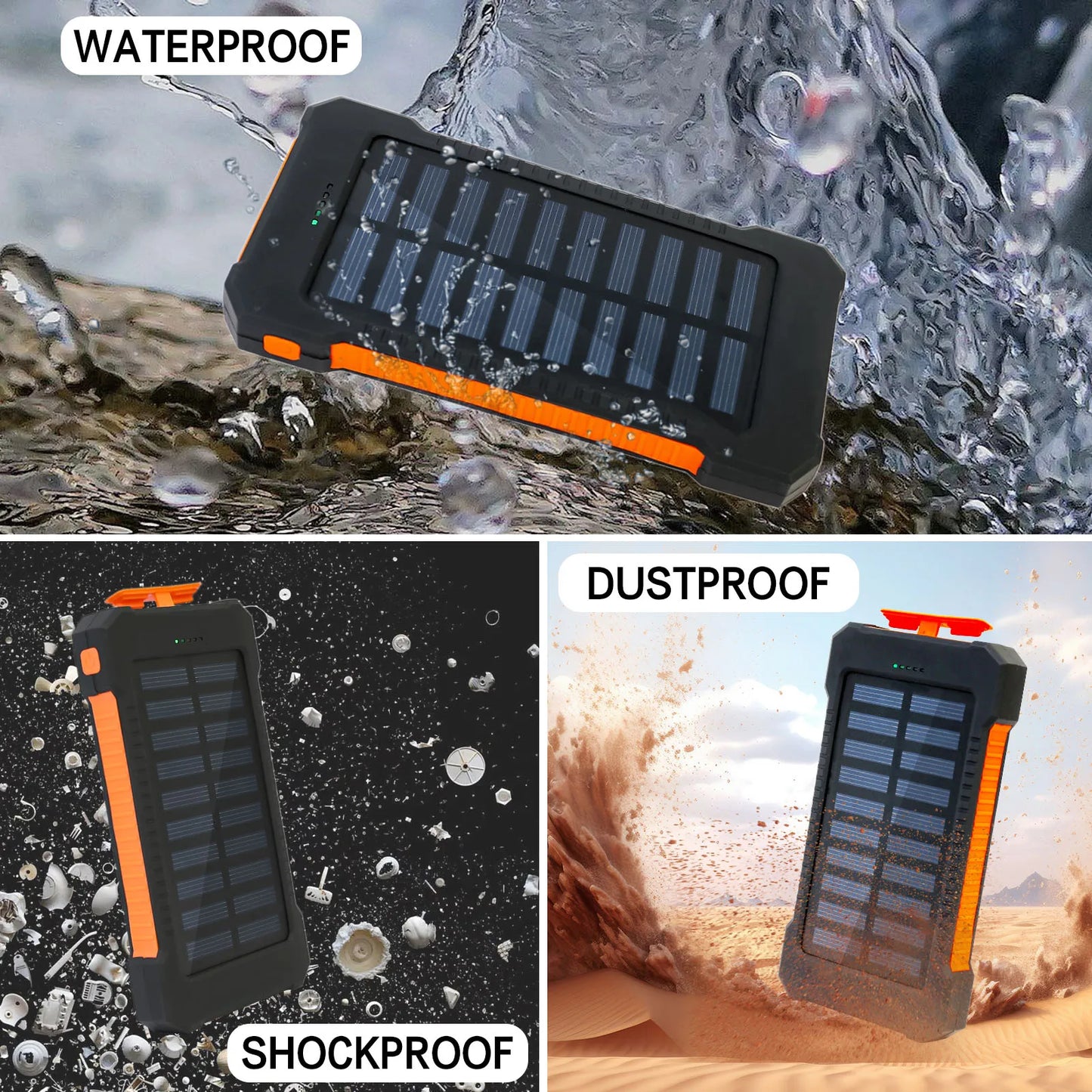26800mAh Solar Power Bank With Wireless PD18W Fast Charging Waterproof Flashlight