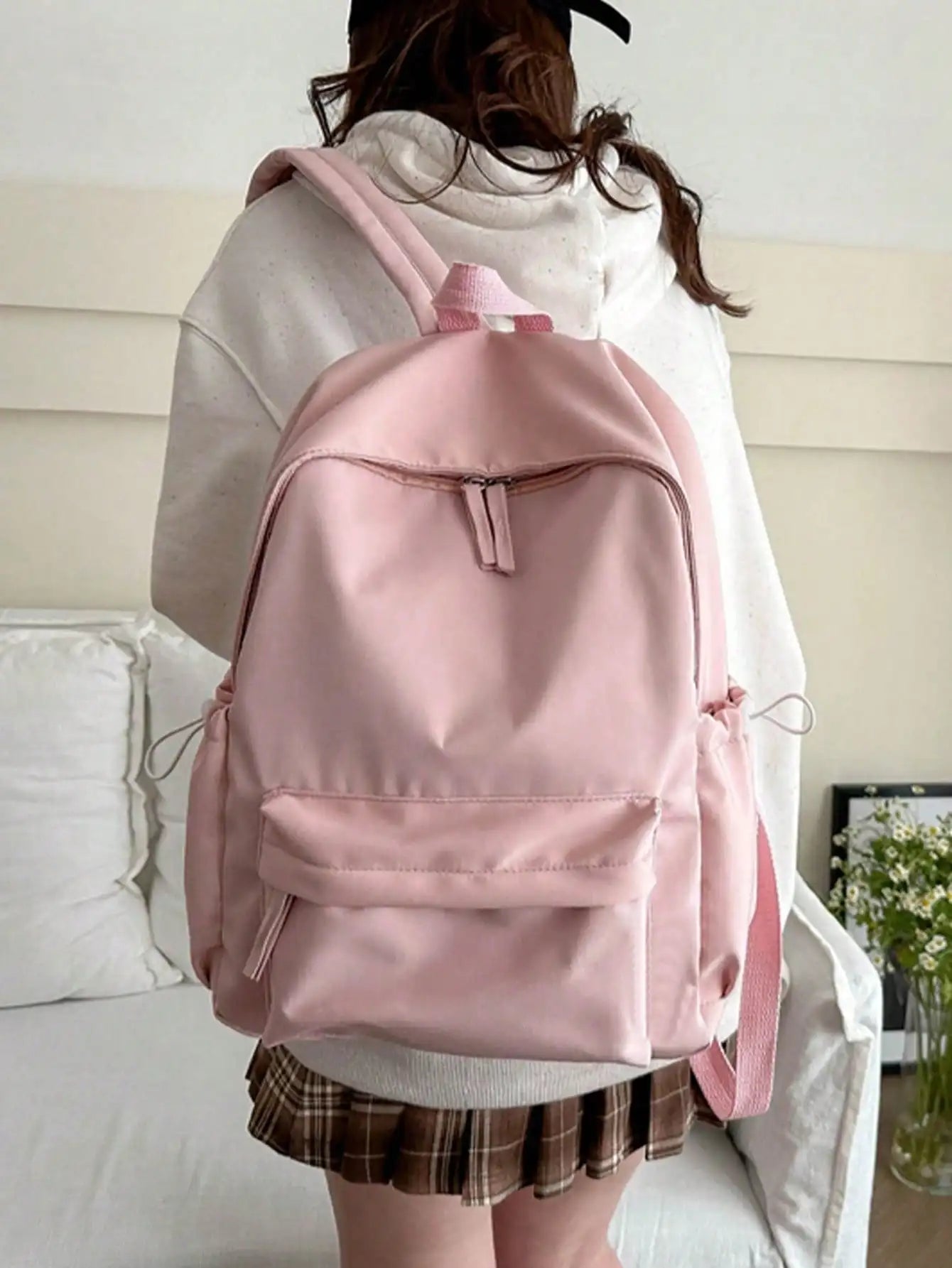 Casual Student Backpack With Multi Compartments Foldable Large Capacity