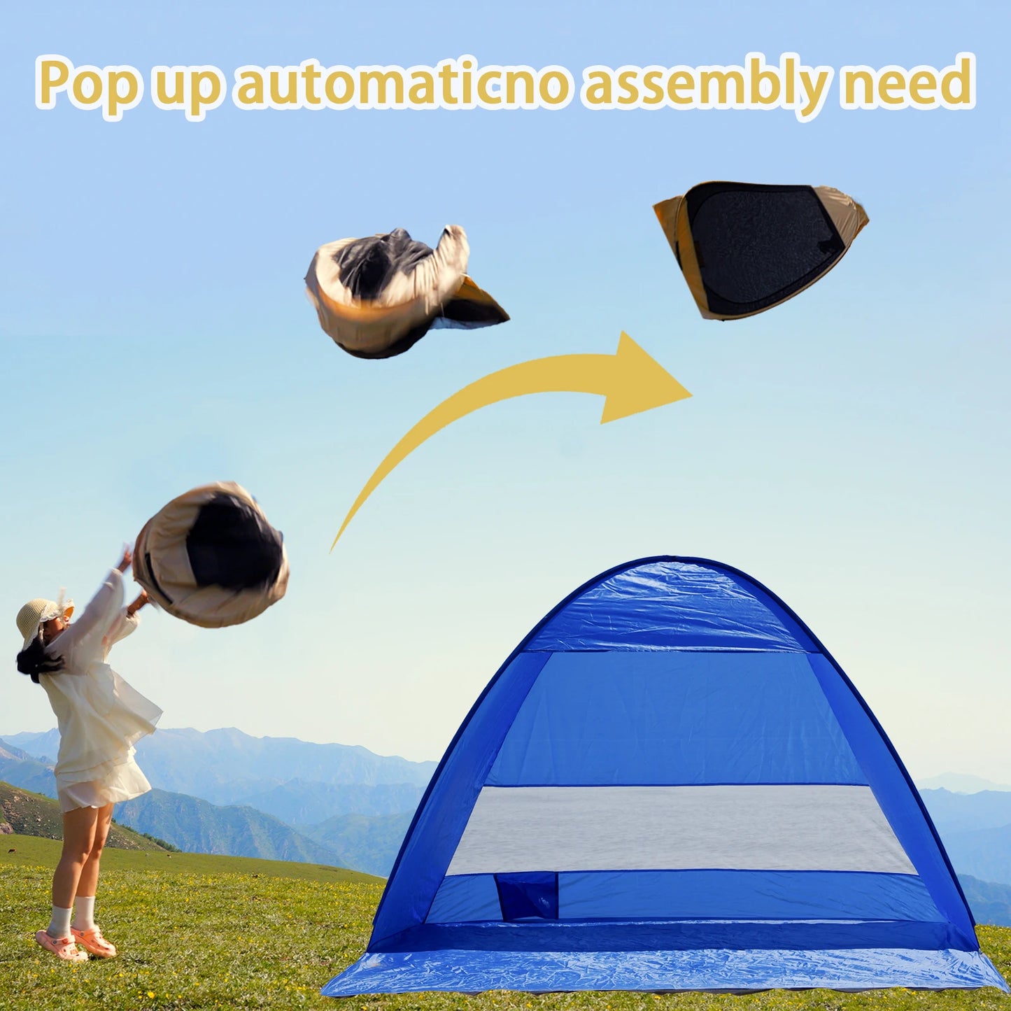 Pakicetus Pop Up Beach Tent With Bag Compact Folding Shelter