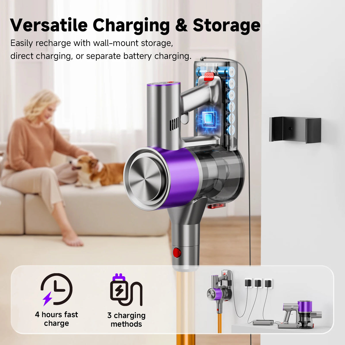Honki Cordless Stick Vacuum Cleaner Led Display Hepa Filter Turbo